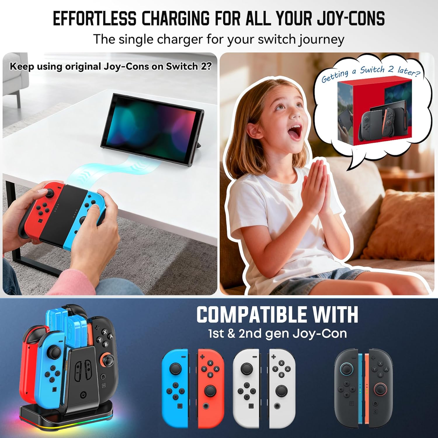 Detalle de Base de carga magnética 8 en 1 para Switch 2