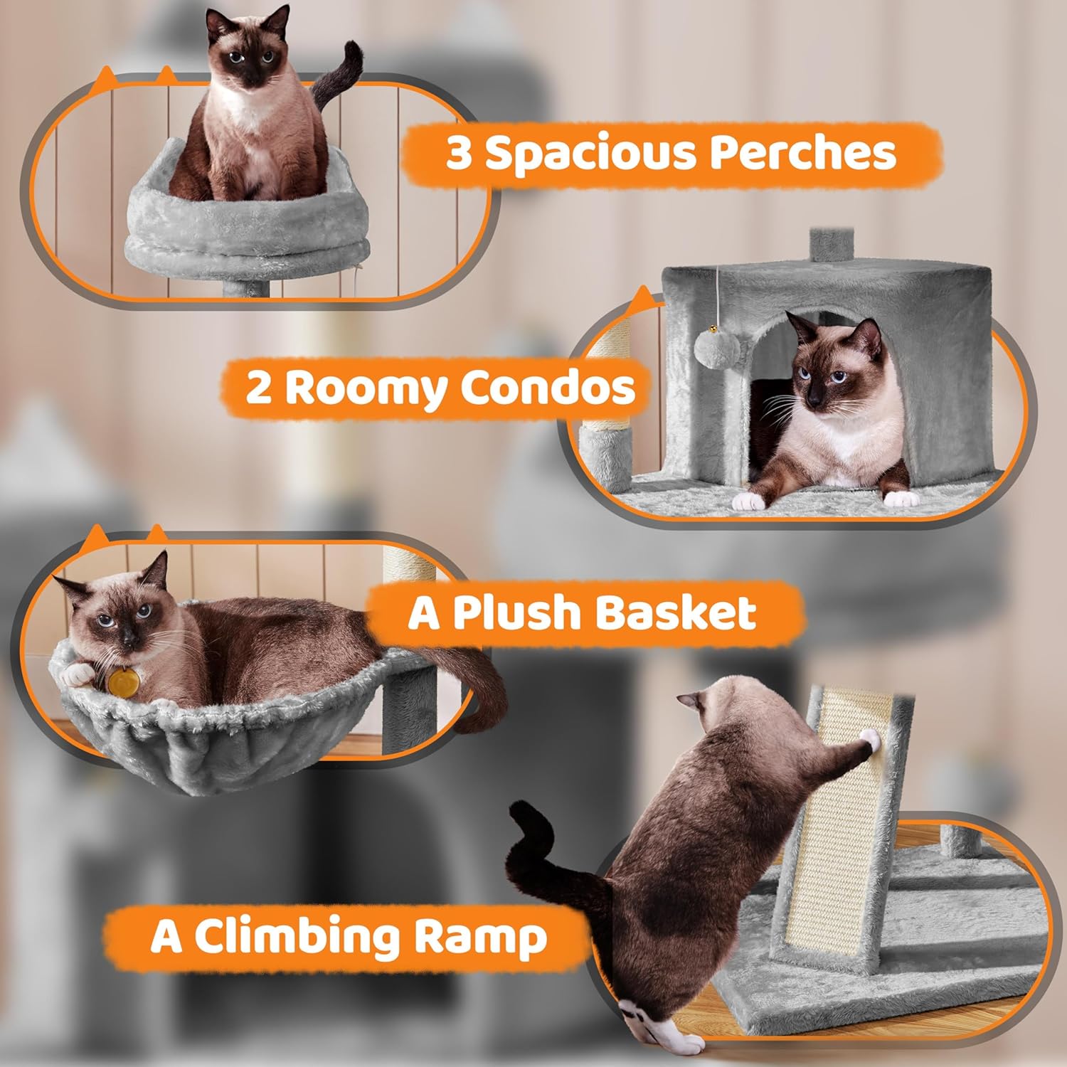 Detalle 2 de Yaheetech 175cm cat tree with sisal