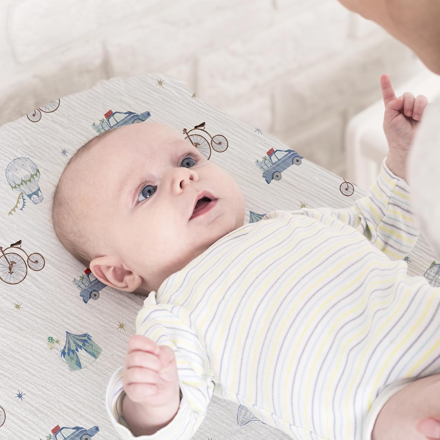 Detalle de Soarwg Kids Moses Basket Fitted Sheets (Set of 2) – 83×43 cm Muslin Cotton, Unisex