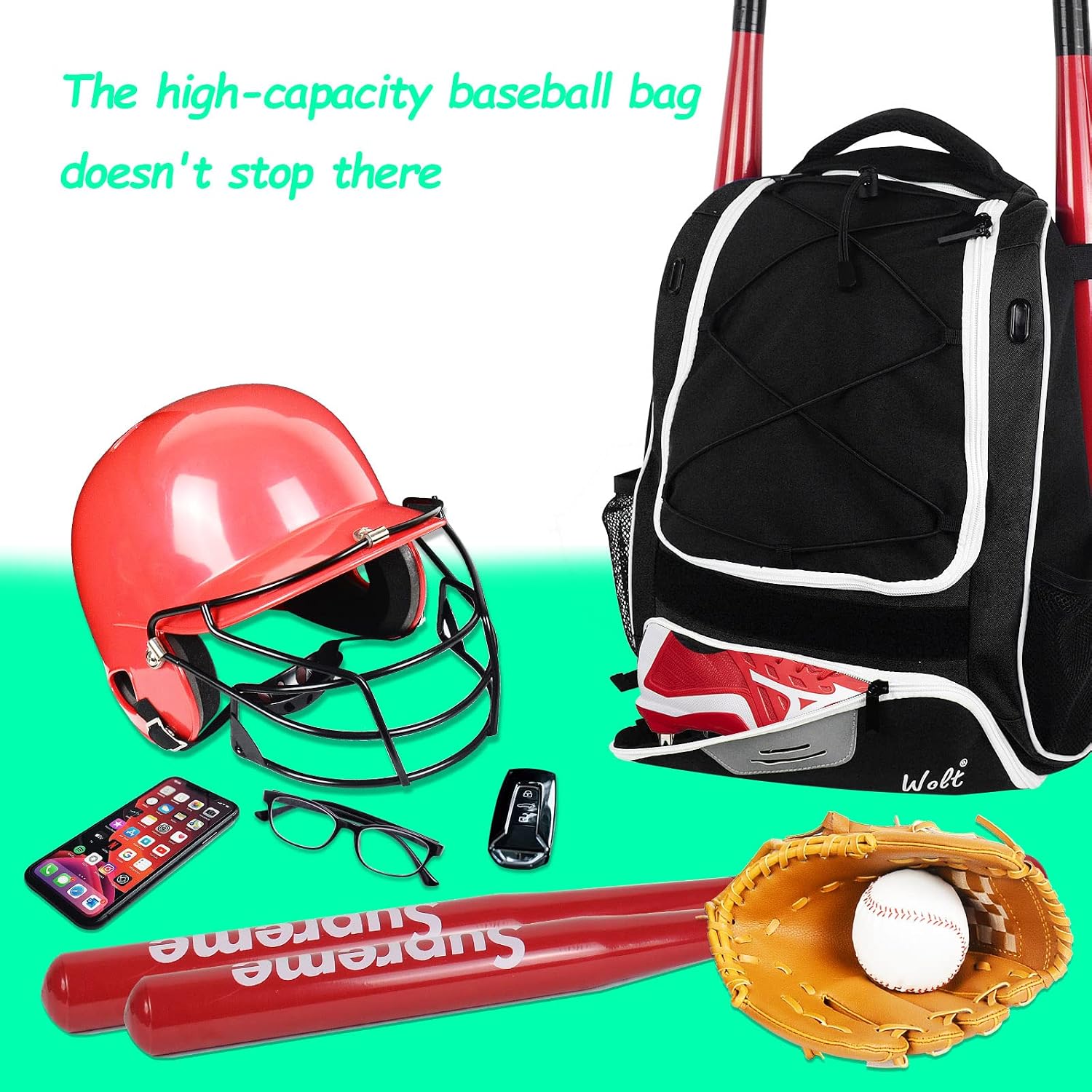 Thumbnail 5 de WOLT Youth Baseball Bag 18.5" Backpack