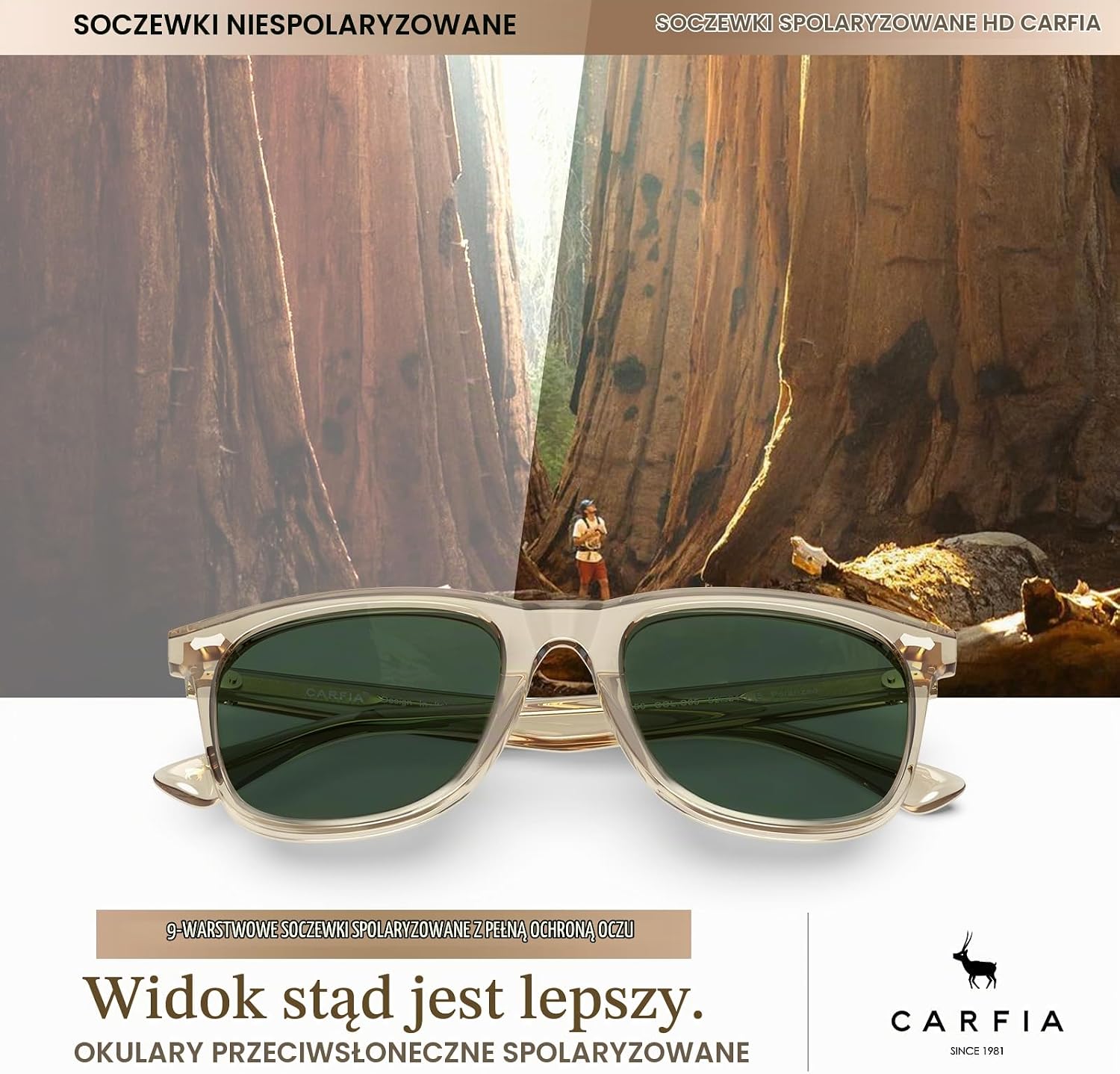 Detalle de CARFIA męskie okulary przeciwsłoneczne z polaryzacją UV400, kat. 3
