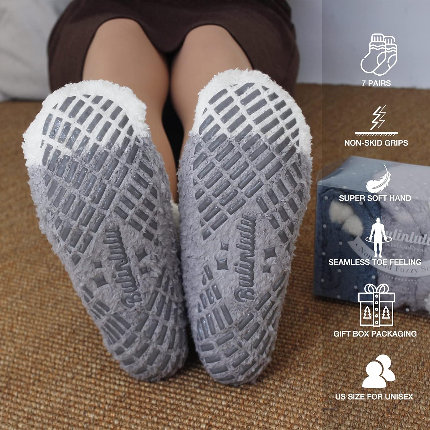 Thumbnail 5 de Bulinlulu Fuzzy Grip Socks with 97% Fuzzy Material