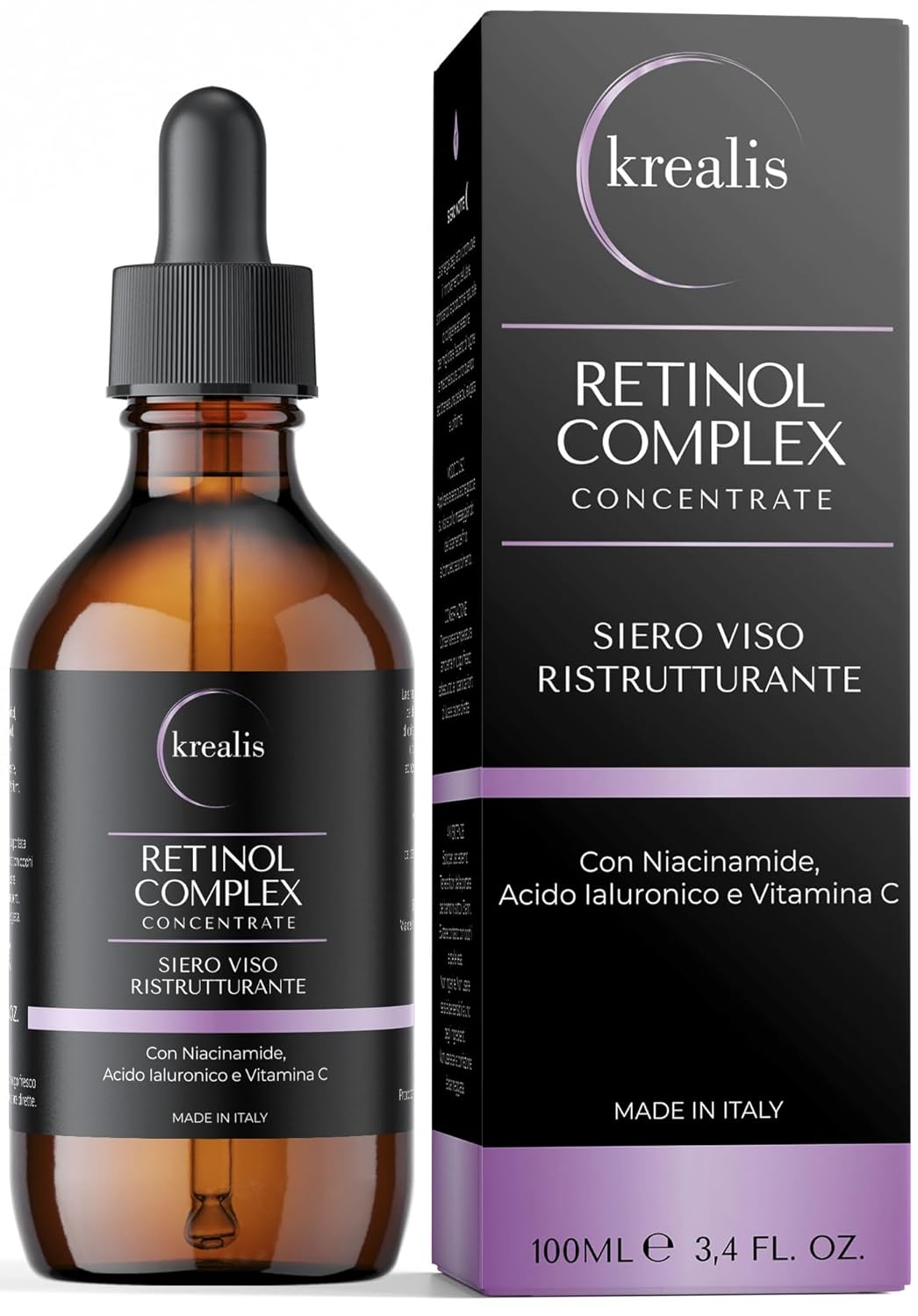 Detalle de 100ml Retinol Serum mit Niacinamid, Hyaluron & Vitamin C – Anti-Falten, Feuchtigkeit & Ausgleich