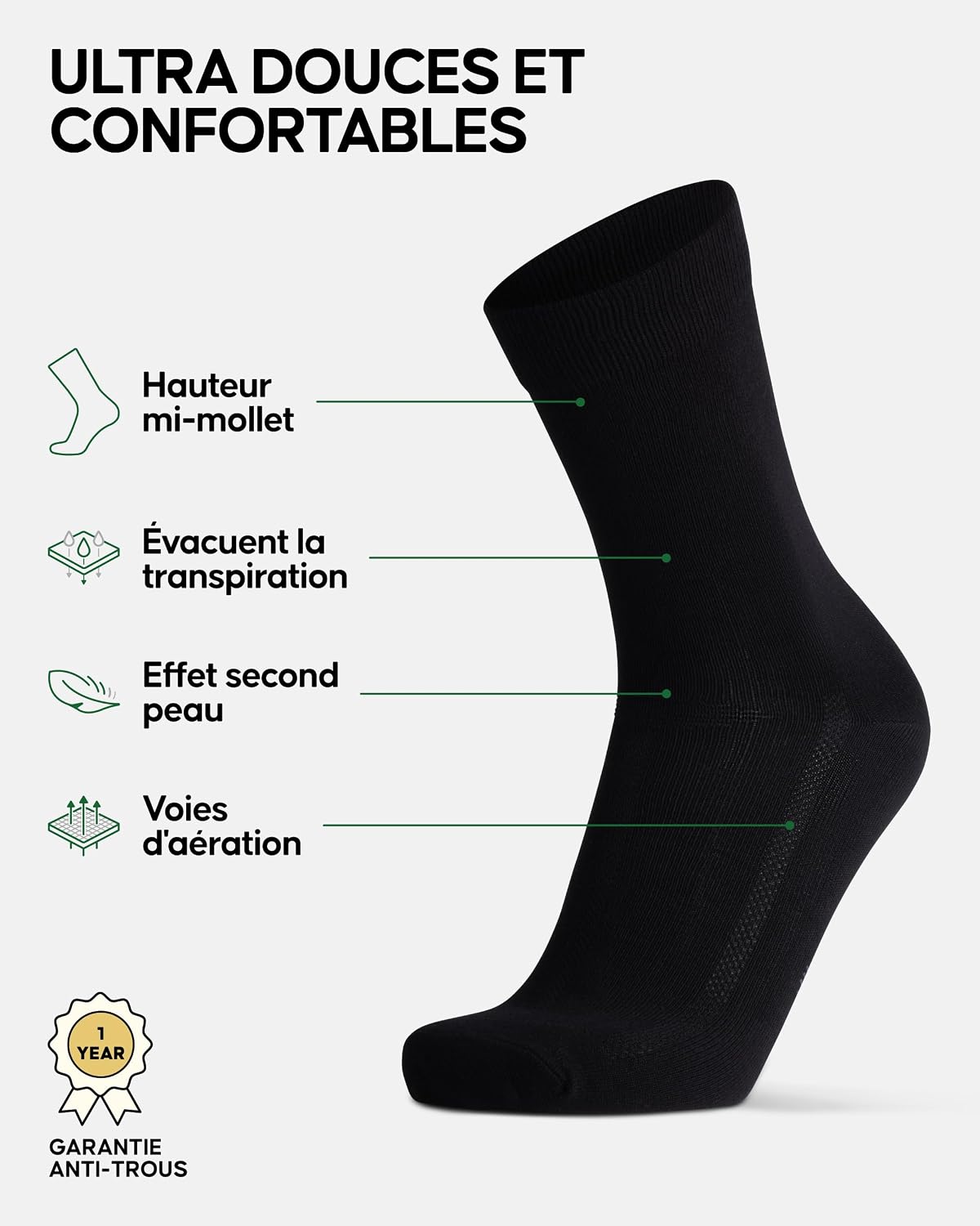 Detalle 2 de DANISH ENDURANCE Chaussettes bambou 6 paires