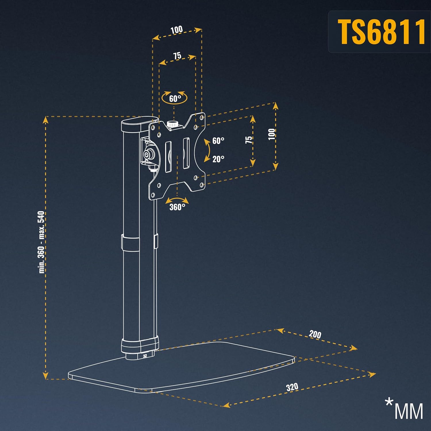 Thumbnail 6 de RICOO TS6811 supporto monitor 12-32"
