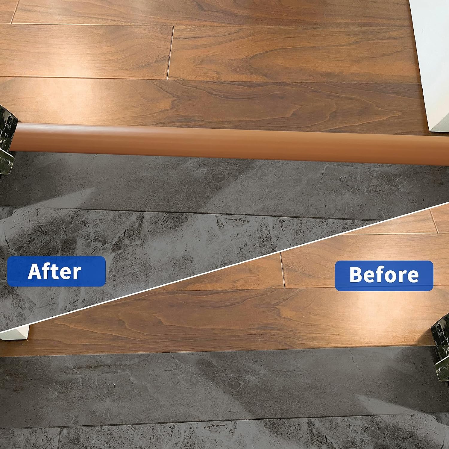 Detalle 2 de 2M PVC Laminate Flooring Threshold Transition Strip – Light Brown, 5cm Wide, Self-Adhesive