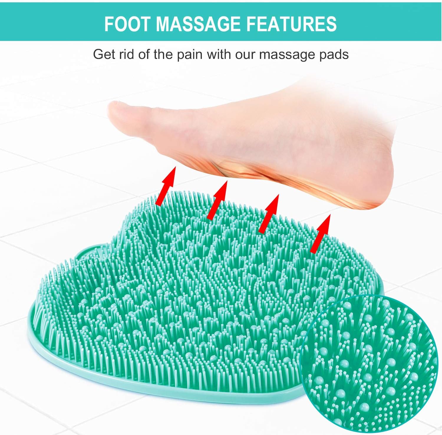 Detalle 1 de BESKAR FS-900 Shower Foot Scrubber Mat with Bristles and Suction Cups