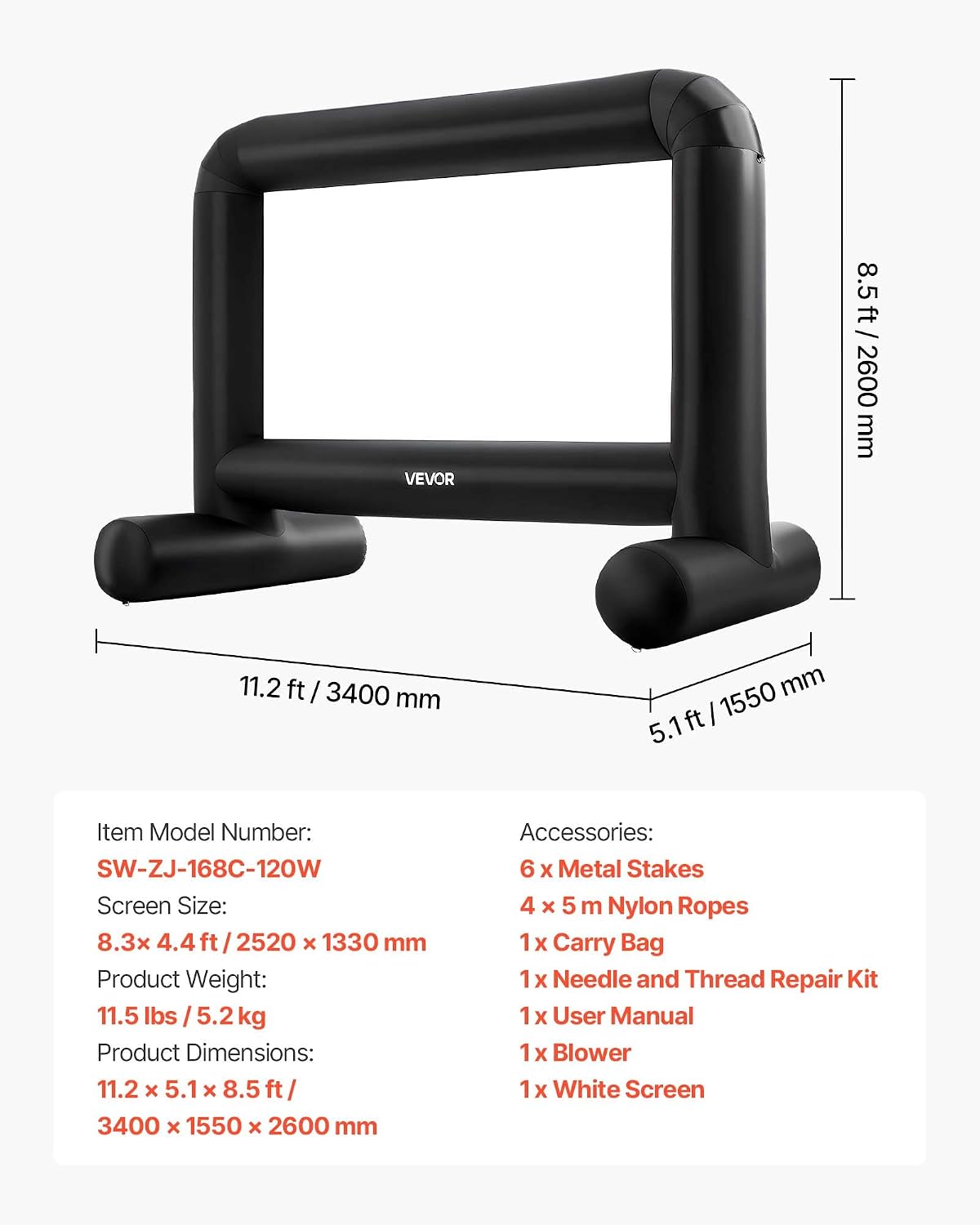 Thumbnail 6 de VEVOR 14 ft Inflatable Movie Screen for Outdoor Projection