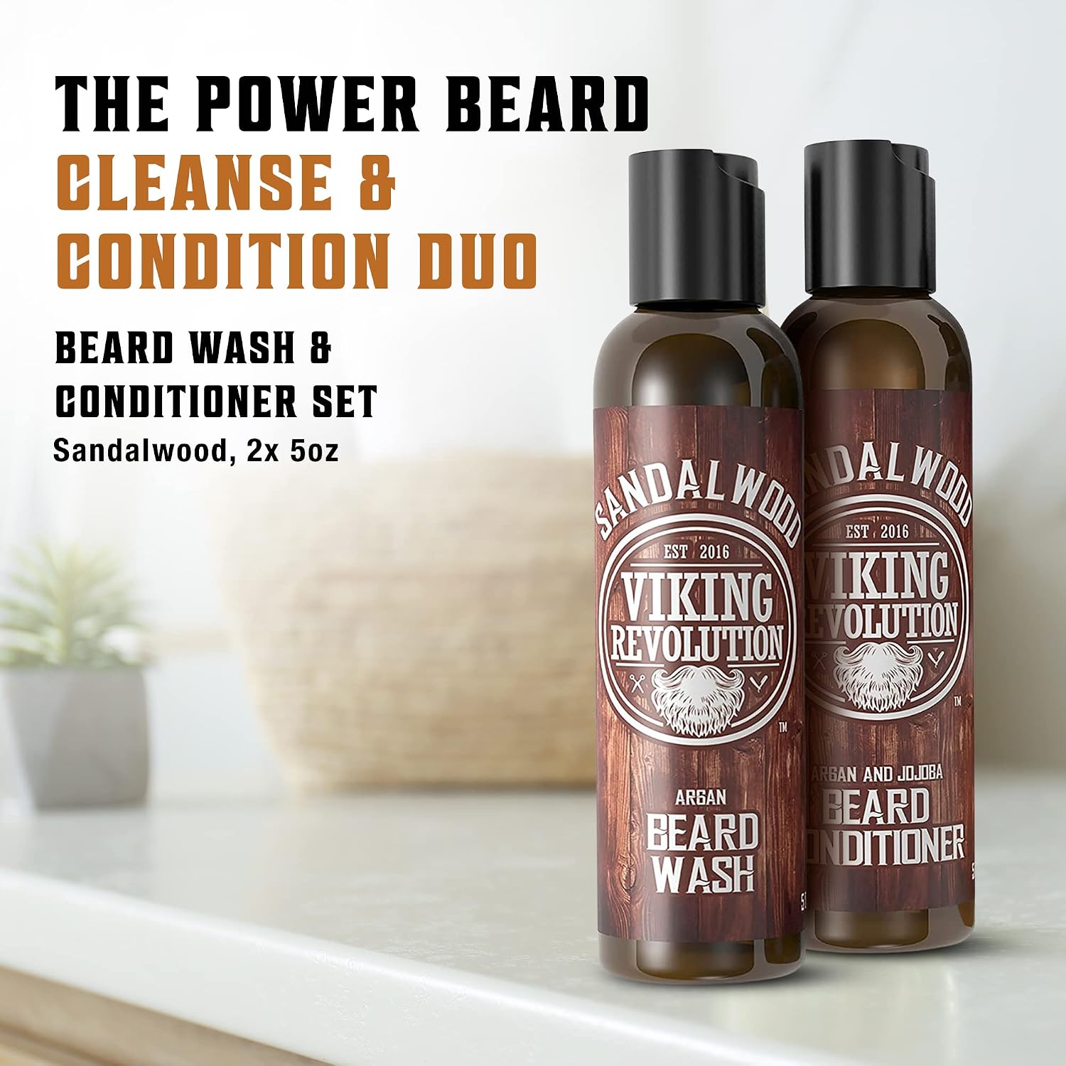 Thumbnail 1 de Viking Revolution Beard Wash & Conditioner Set with Argan & Jojoba Oils (5oz) – Softens & Strengthens