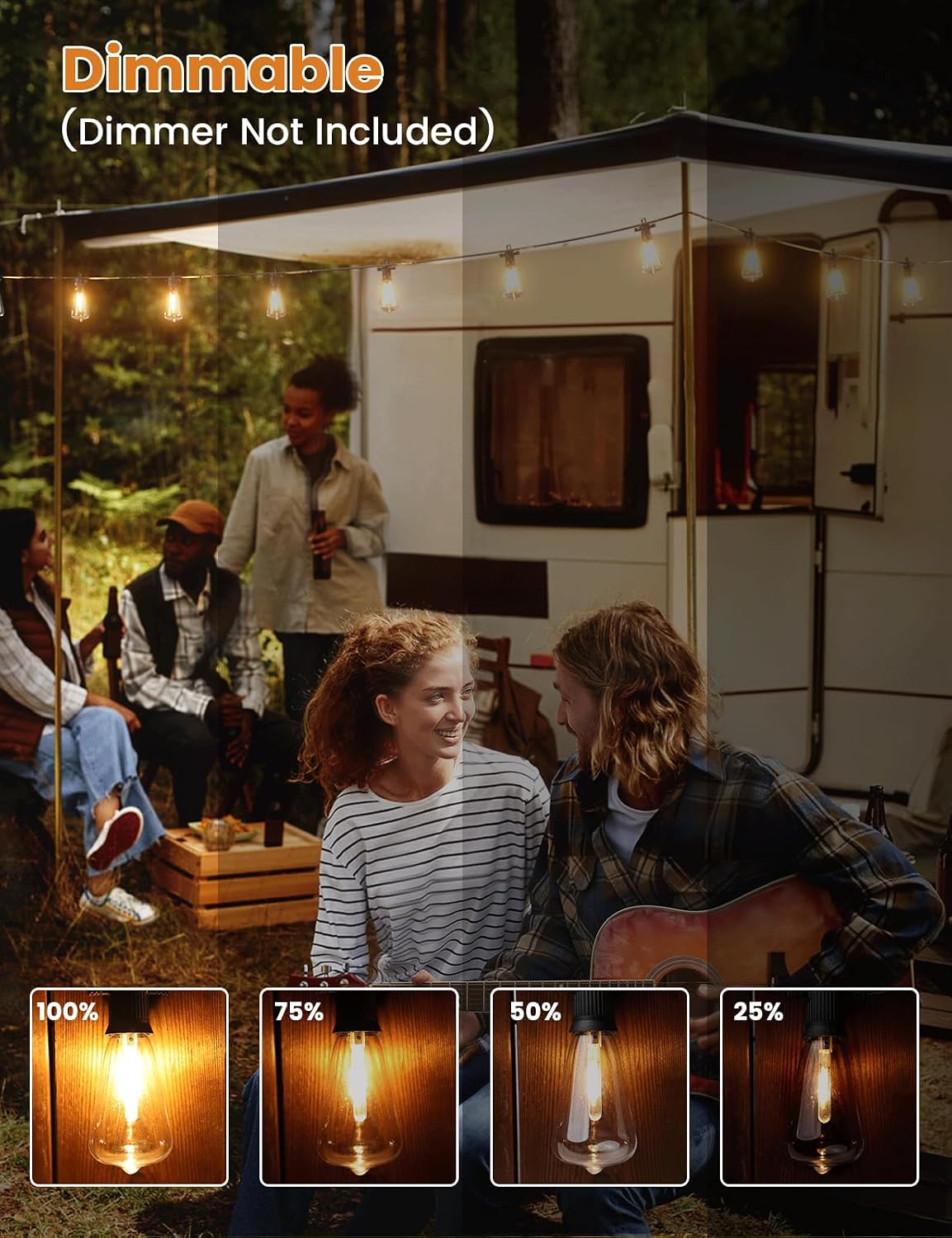 Thumbnail 4 de ZOTOYI 80ft Festoon Lights Outdoor Mains – IP65, Warm White, Shatterproof Plastic Bulbs