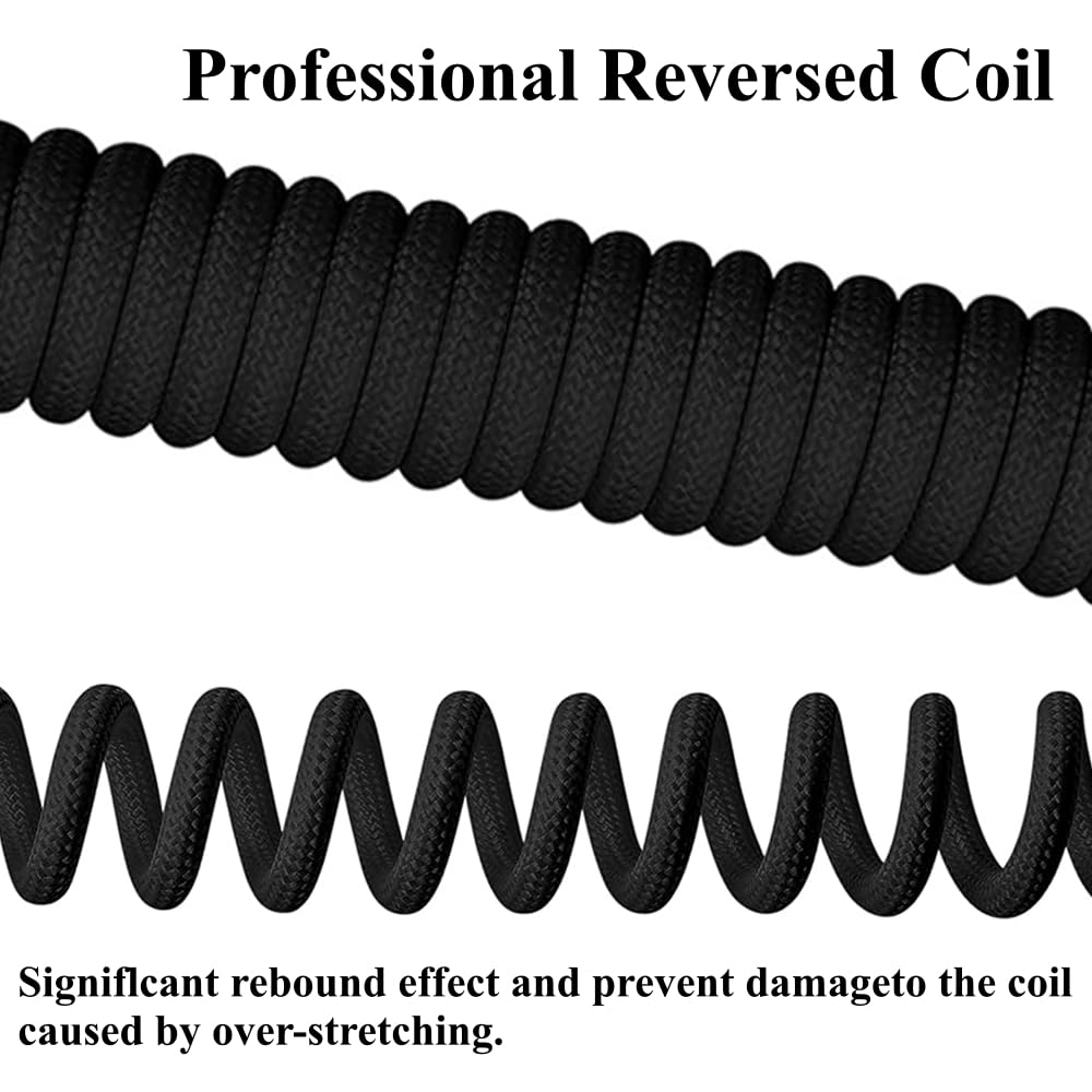 Thumbnail 3 de PXIRQ 783820819150 Coiled Keyboard Cable, USB-C to USB-A, Black Braided