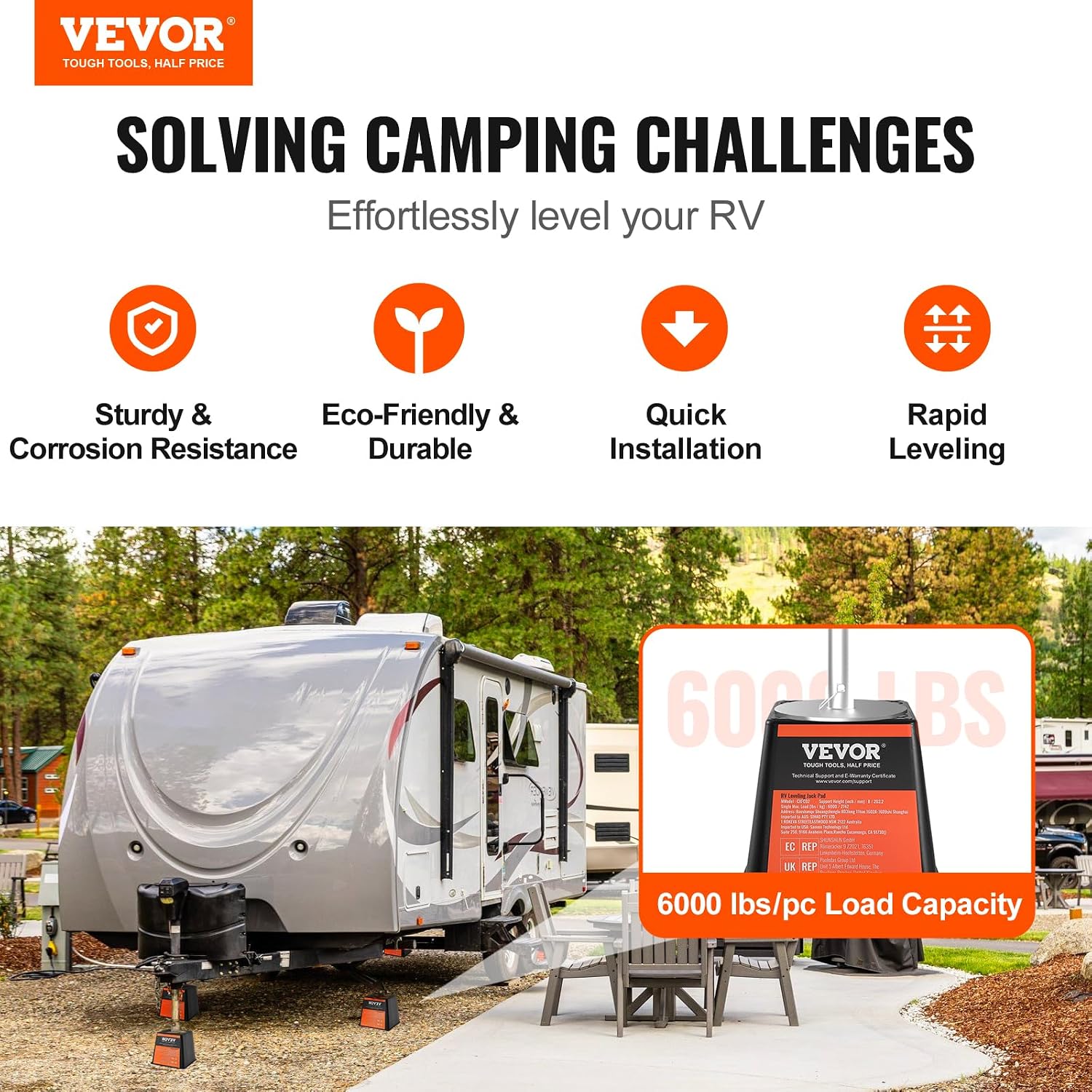 Detalle 2 de VEVOR Trailer Jack Block 6000 lbs RV leveling blocks đź›»