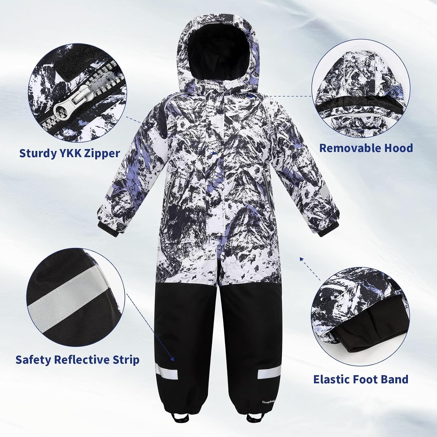 Detalle 2 de Yueta Kids One-Piece Snowsuit, Waterproof and Breathable for Skiing