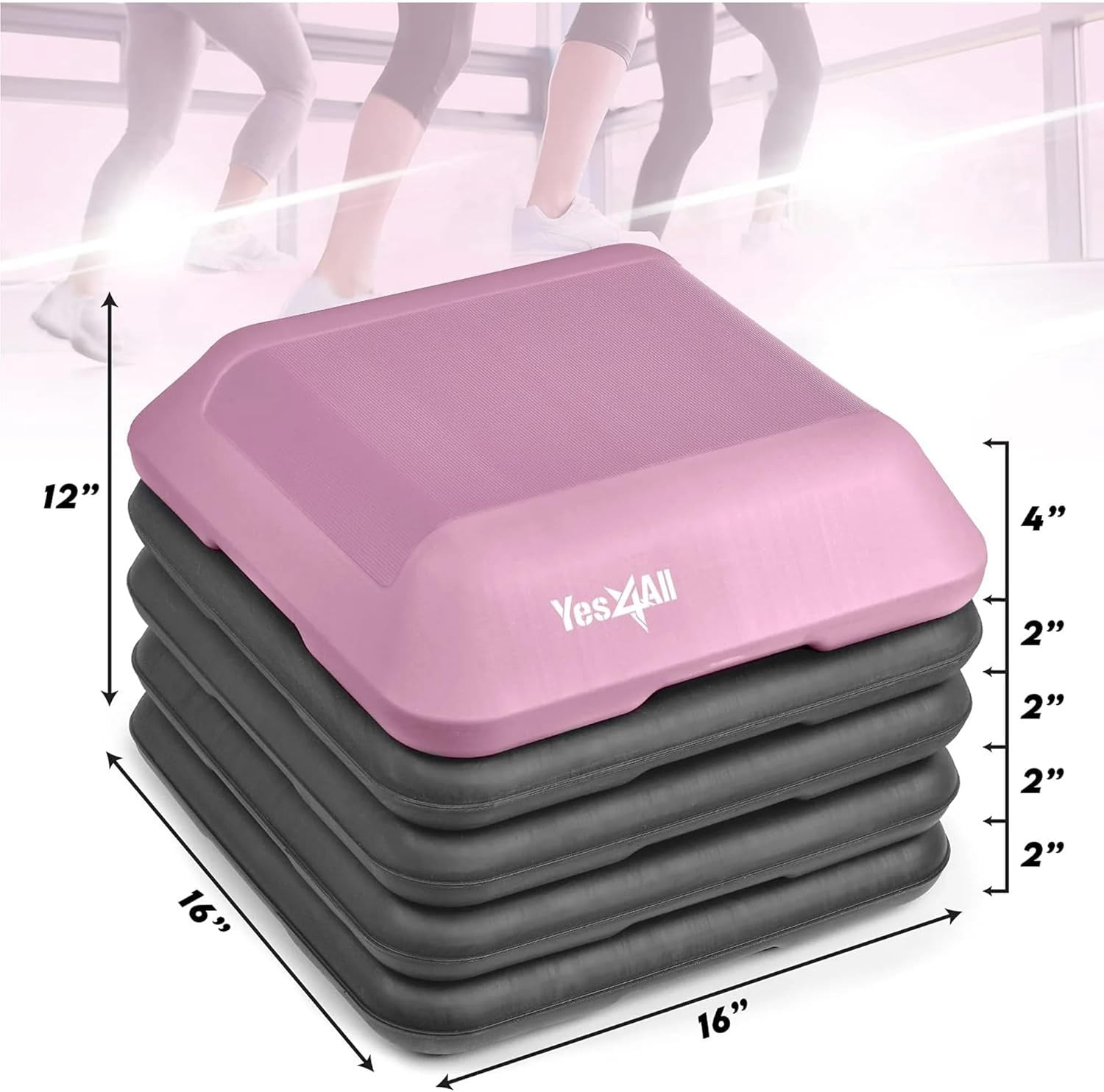 Detalle 2 de Yes4All High Step Platform & Stackable Risers — Adjustable 2–12 Inch Height for Cardio & Aerobic Workouts
