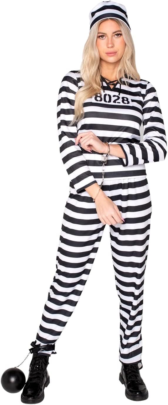Detalle 2 de Spooktacular Creations Jailbird Gefangenenkostüm XL 🎭