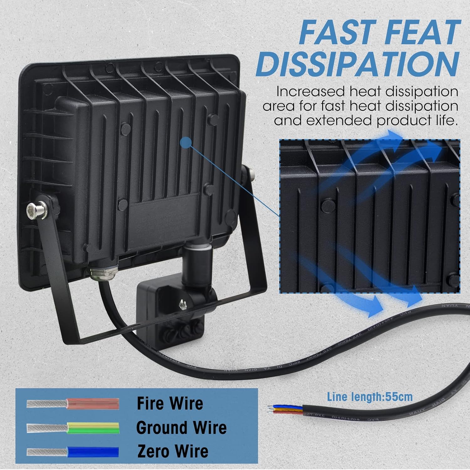 Detalle de Jefedana 1 Faretto LED da Esterno con Sensore di Movimento 50W 5000LM – IP66, 180°