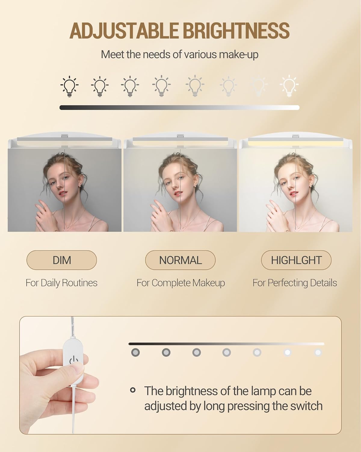 Thumbnail 3 de Hzuaneri Armoire Murale Salle de Bain avec Miroir et LED, Prise et Interrupteur – 16,5 x 70 x 75 cm MC10103XEU