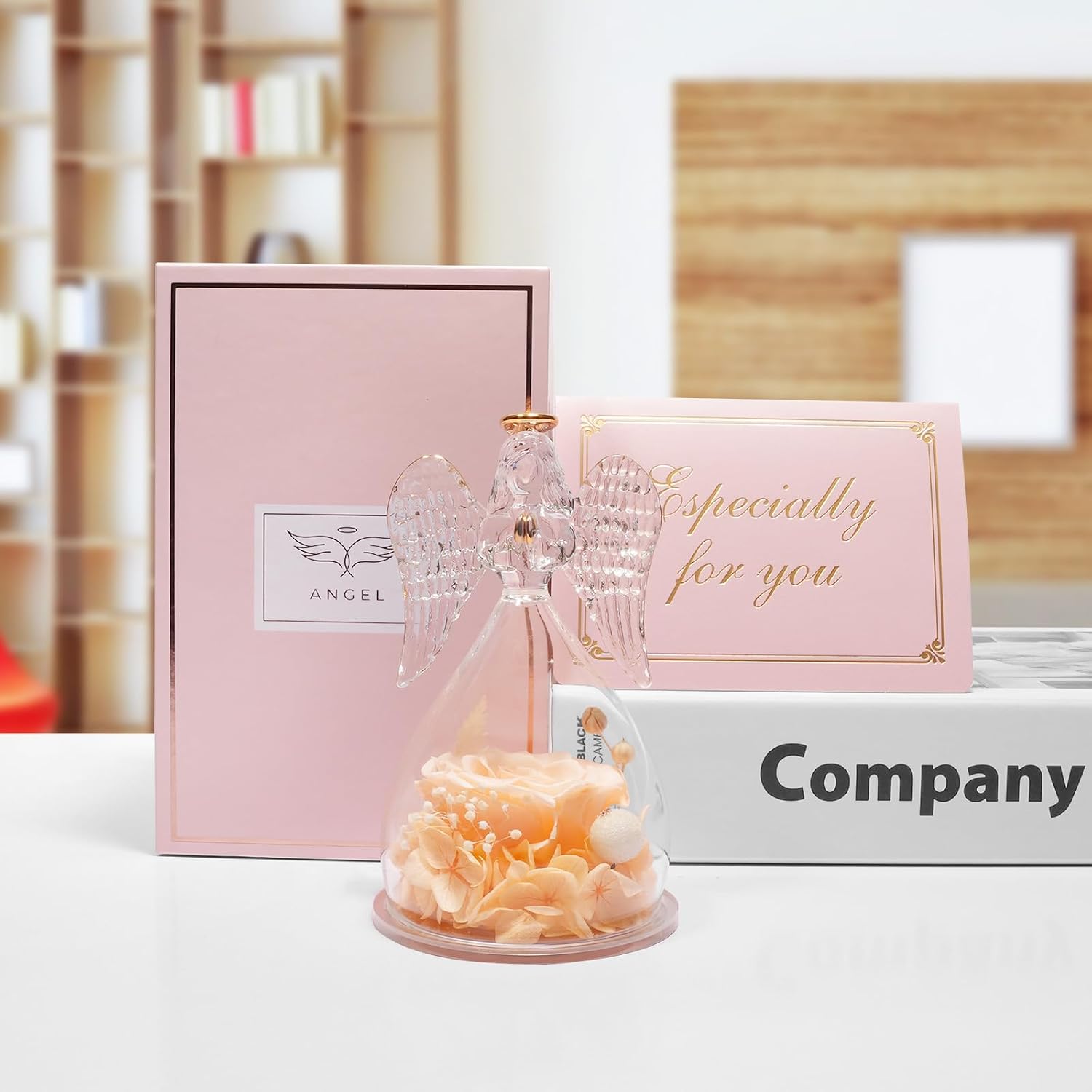 Detalle 2 de Miofula Ewige Rose mit Engelfigur – Geschenkset für Frauen