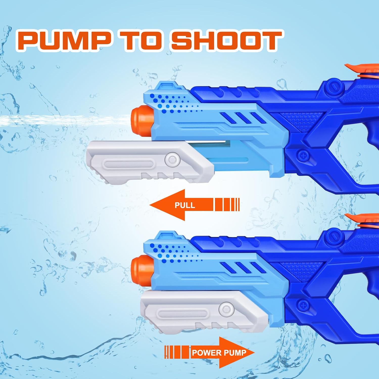 Detalle 2 de Quanquer 3 Pack Water Guns for Kids & Adults – 600cc High Capacity Soaker Blaster (Blue)