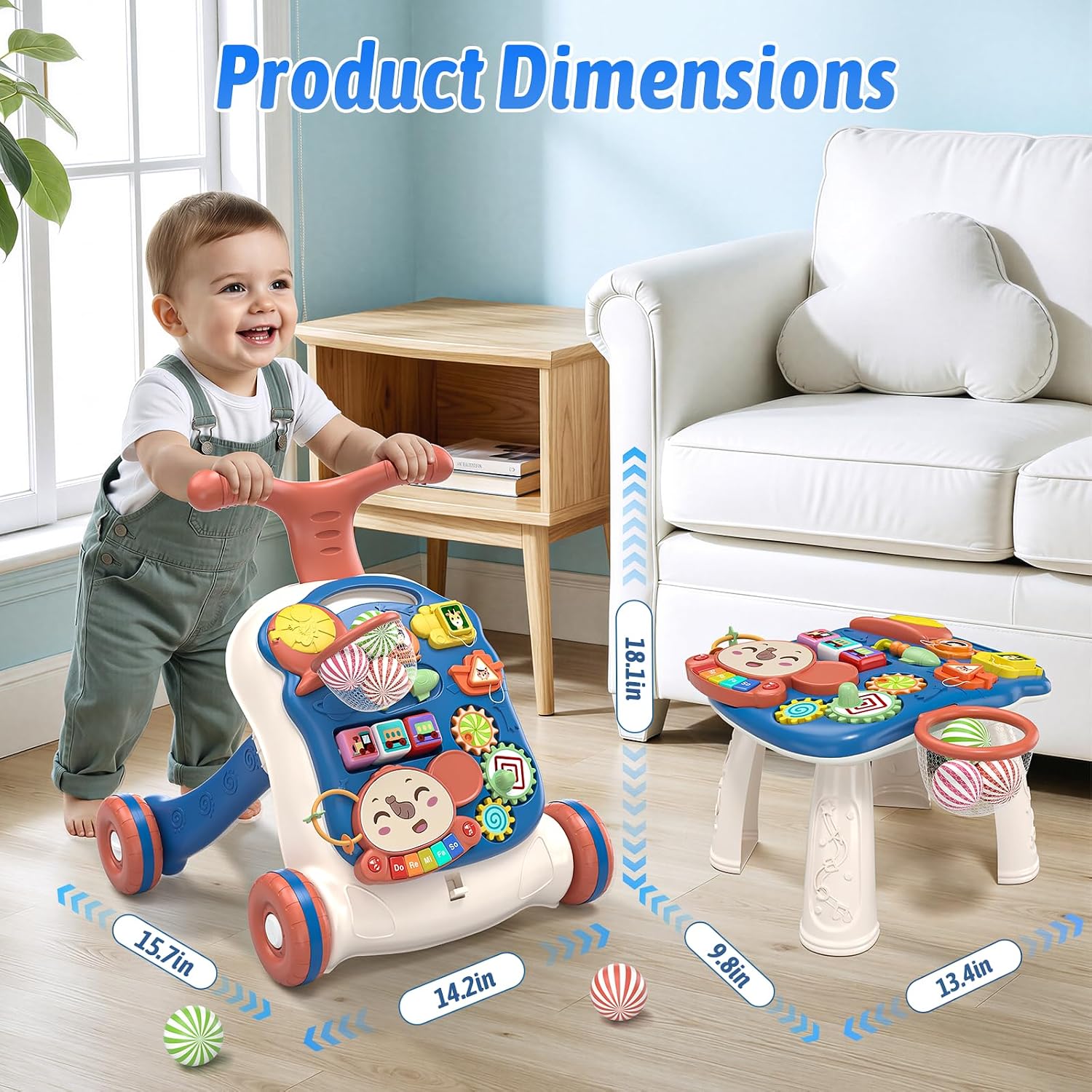 Detalle 2 de QDRAGON 6038 3-in-1 Toddler Push Walker with Detachable Activity Panel