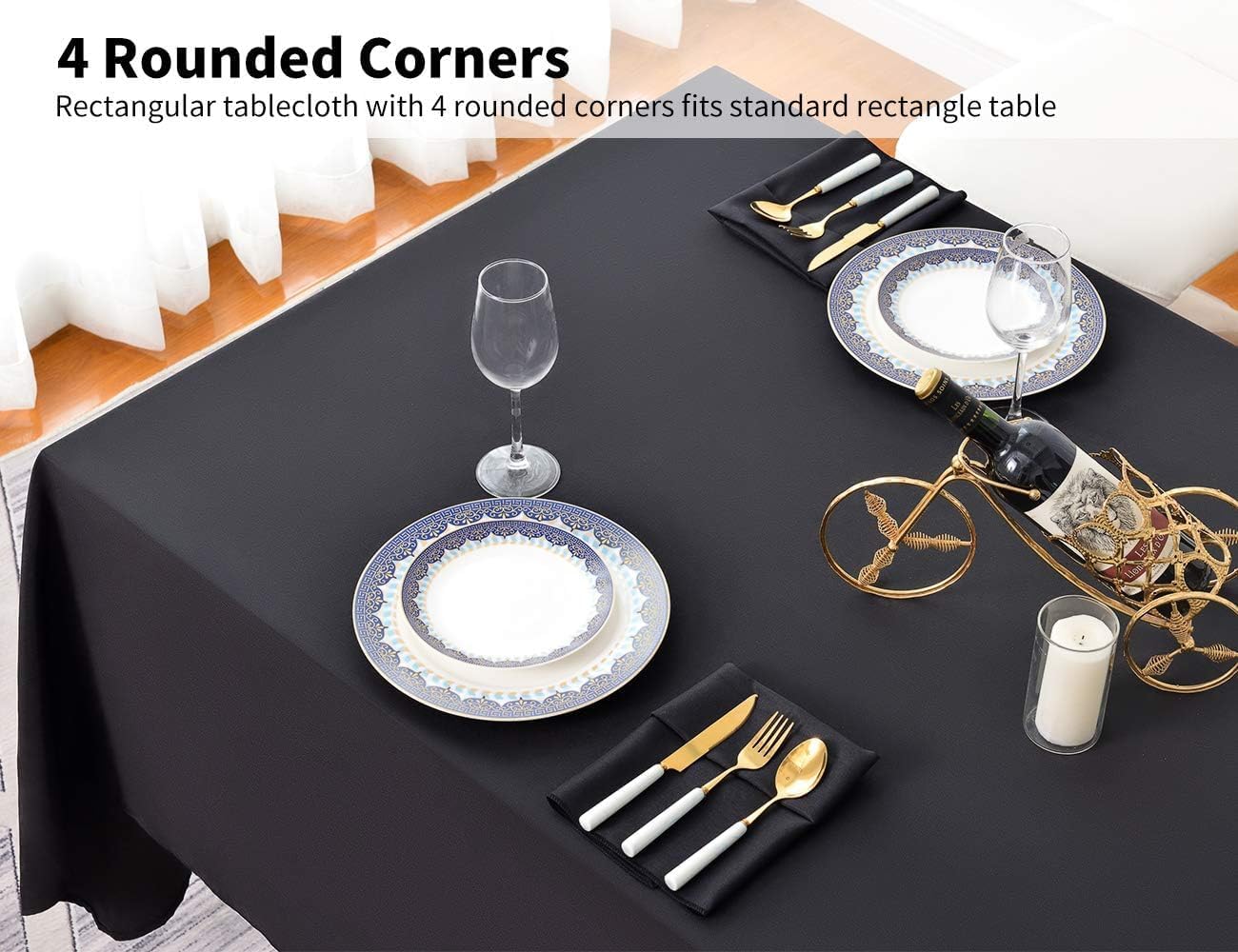 Detalle de Surmente 10 Pack Black Tablecloth 90 x 156-inch: Durable, Versatile Polyester Rectangular Table Covers