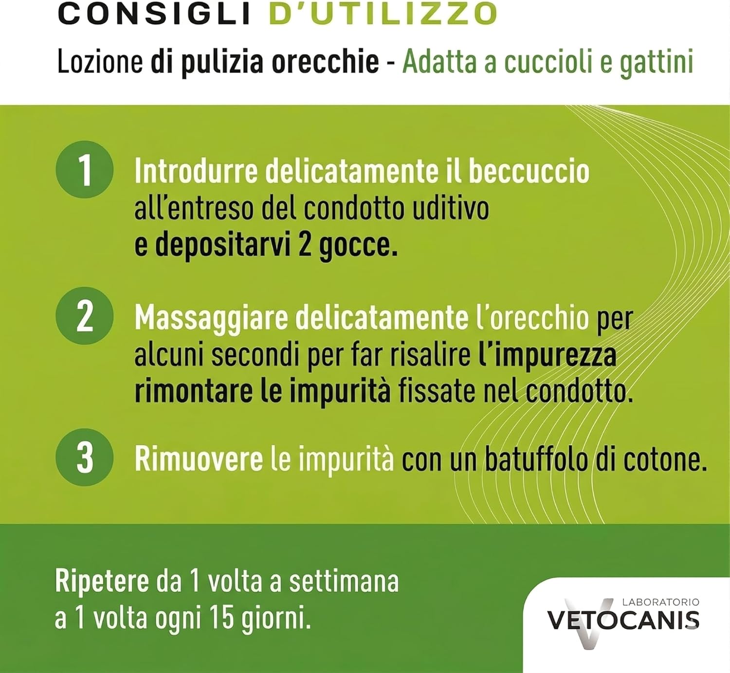 Detalle de Vetocanis Lozione pulizia orecchie cane e gatto 60 ml – delicate, efficace e adatta a tutte le taglie