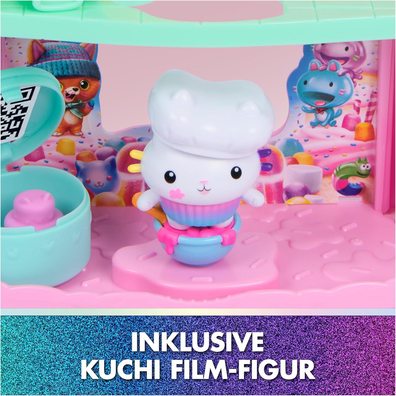 Detalle de Gabby’s Dollhouse: Der Film – DREAMWORKS GABBY’S DOLLHOUSE Portal Raum „Kuchis zuckersüße Sprinkleküche“ mit Spielfigur & Zubehör (ab 3 Jahren)