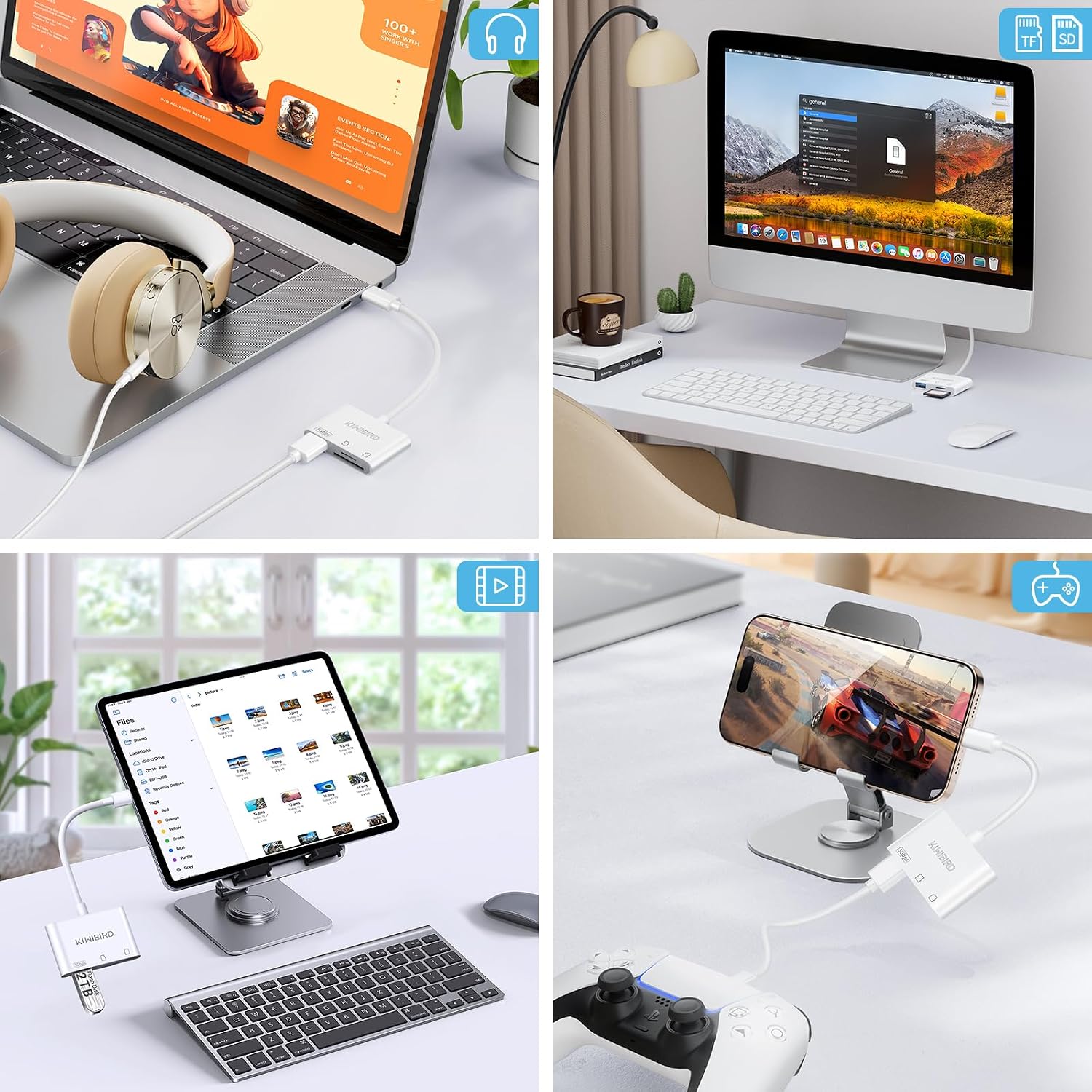 Detalle de KiWiBiRD USB‑C SD/microSD Kartenleser – Adapter für SDHC/SDXC & microSDHC/microSDXC (UHS‑I, UHS‑I, bis 60 MB/s)