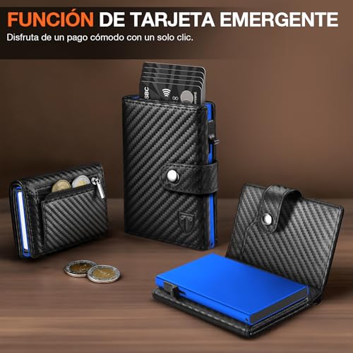 Detalle de TENBST Billetera para Hombre: diseño ultraplana, minimalista y funcional