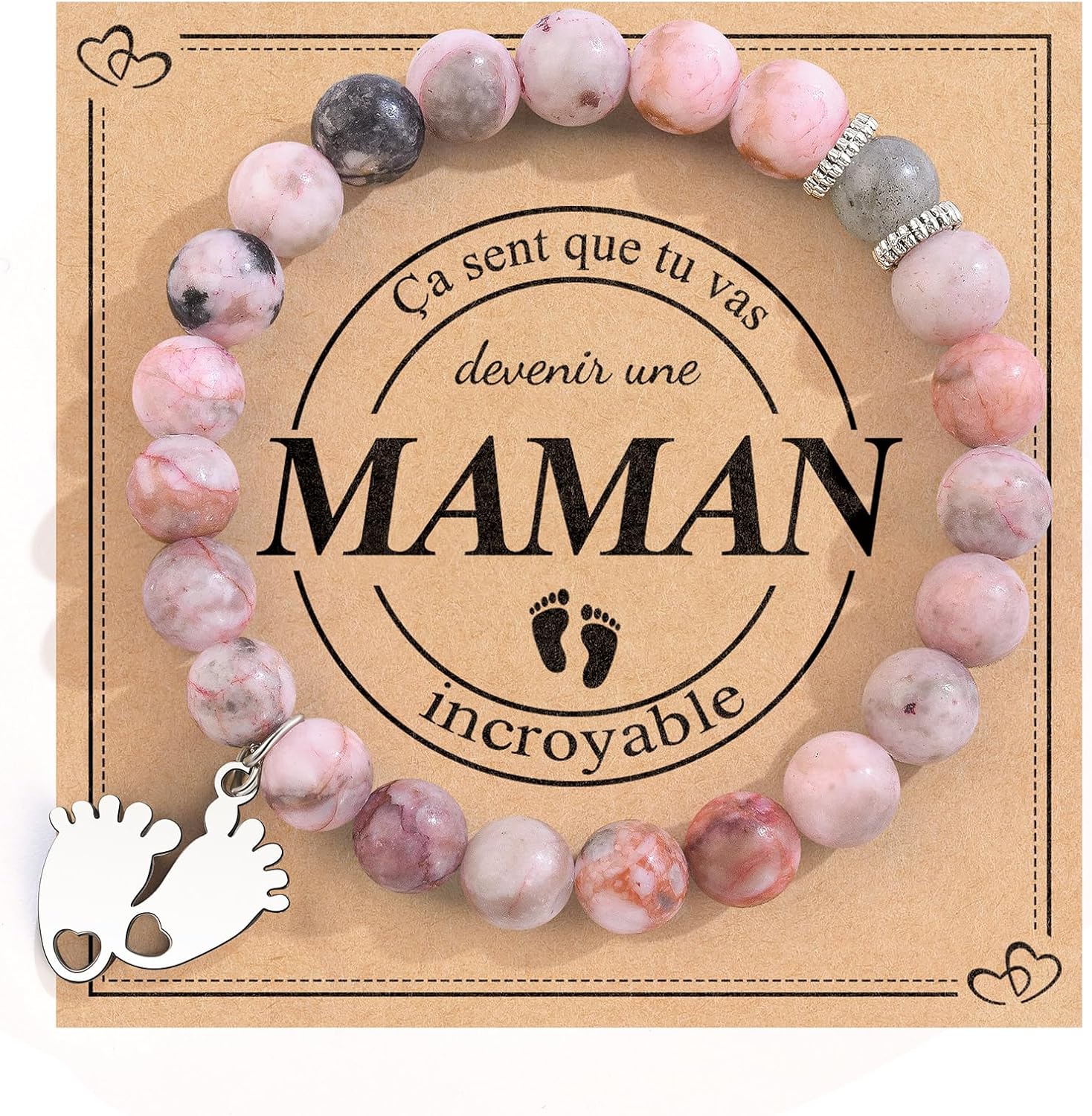 Thumbnail 6 de Bracelet CheersLife pour Femme – Pierre naturelle 8 mm, cadeau original pour future maman et toutes les occasions