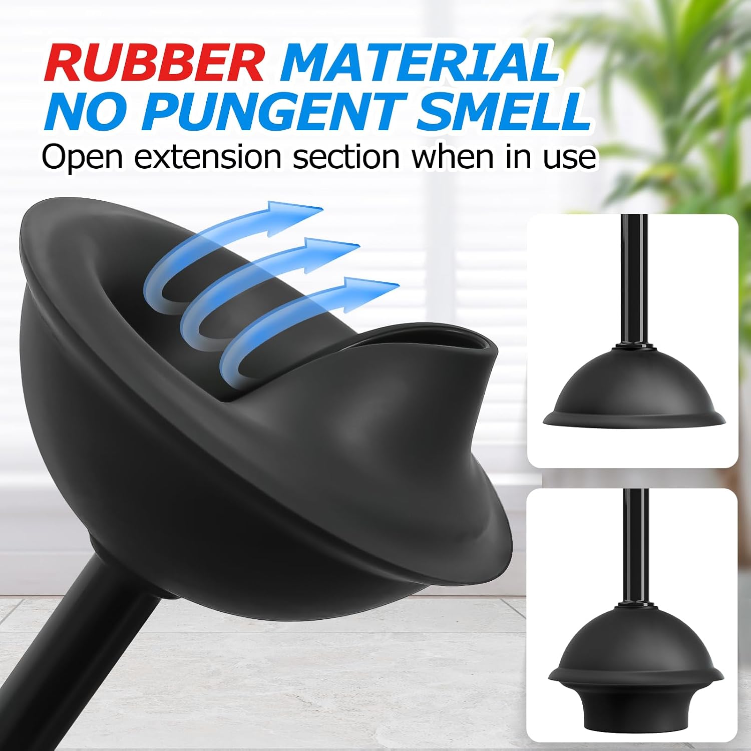 Detalle de FORASTO 54252-32 Toilet Plunger and Brush Set with Groove Brush, Deep Black