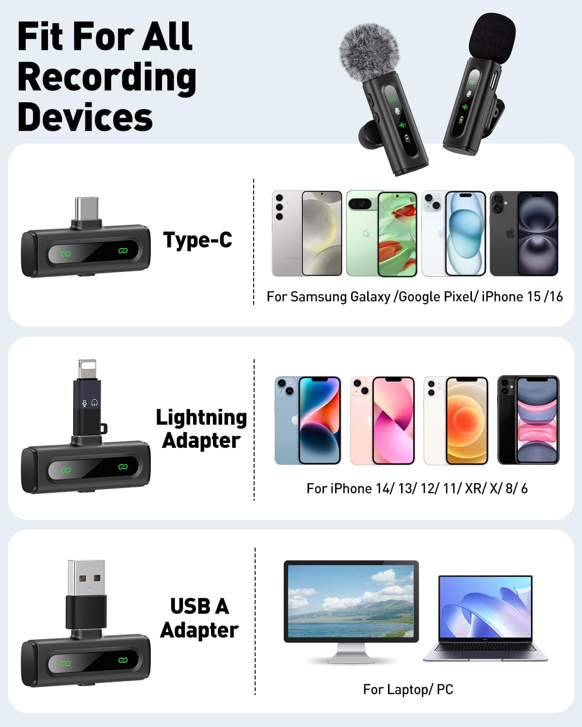 Thumbnail 4 de Unknown USB C Lavalier Microphone Wireless Mini Mic for Vlogging 🎤