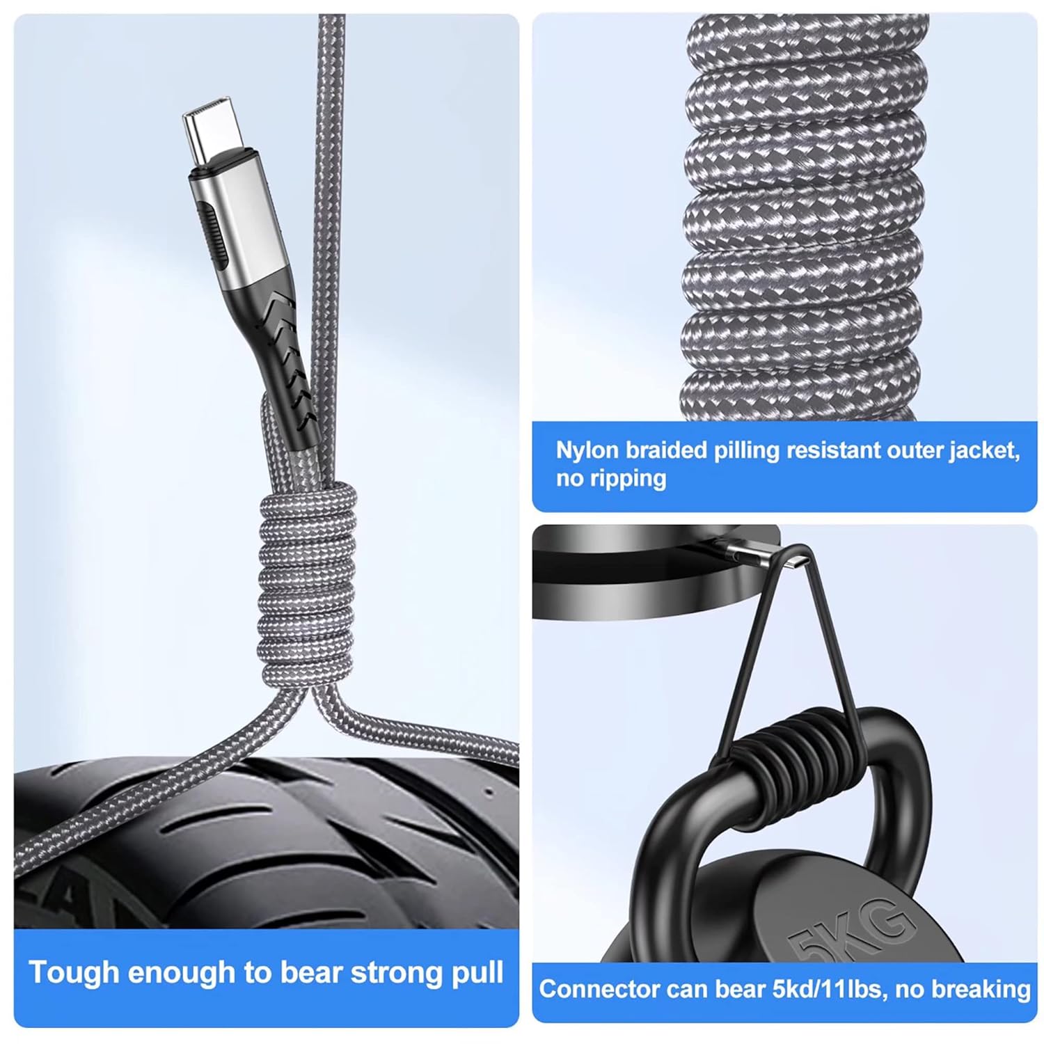 Thumbnail 3 de Durcord USB-C Cable 10ft Fast Charge ⌨