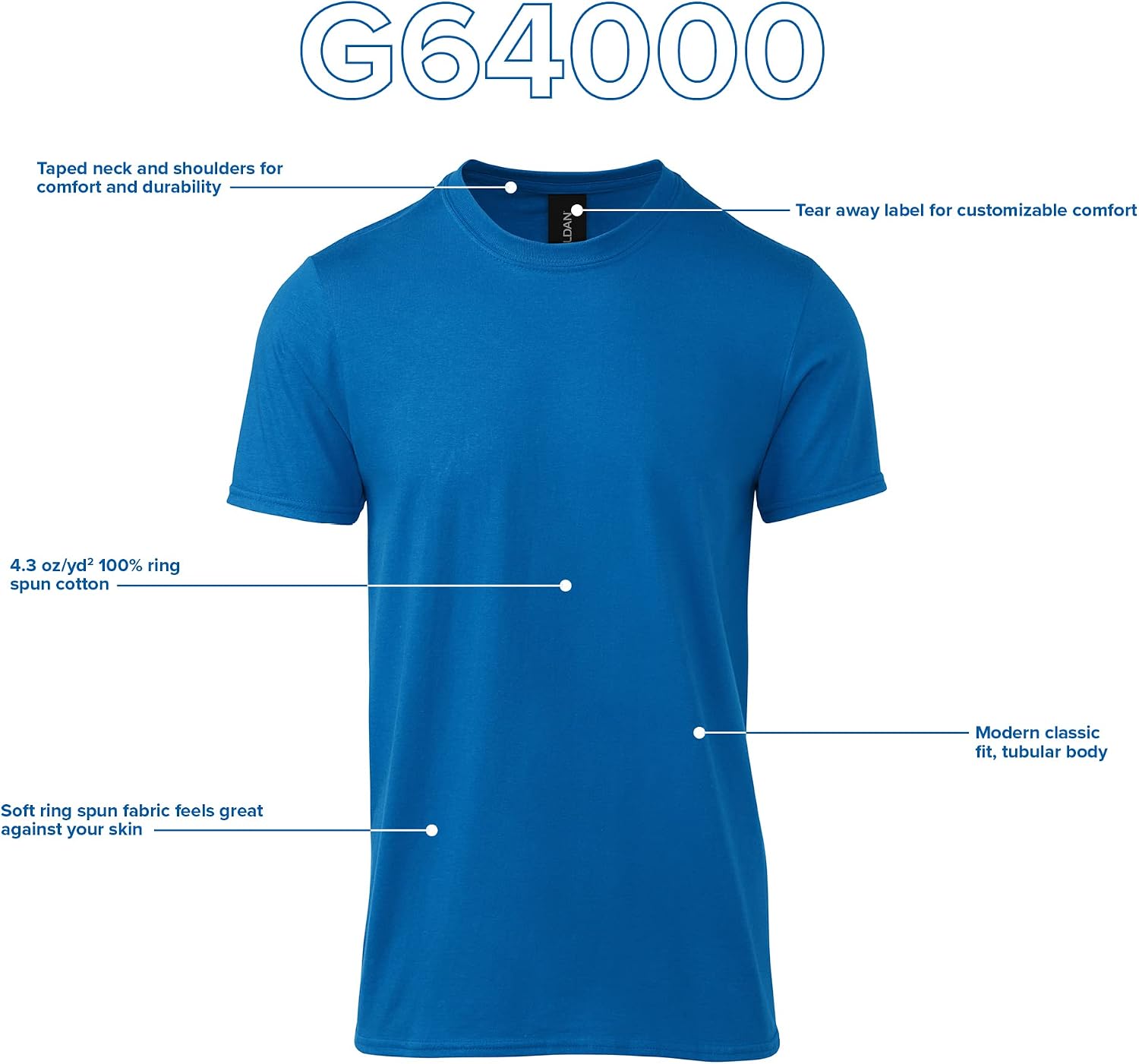 Detalle de Gildan Adult Softstyle Cotton T-Shirt - Style G64000, Multipack