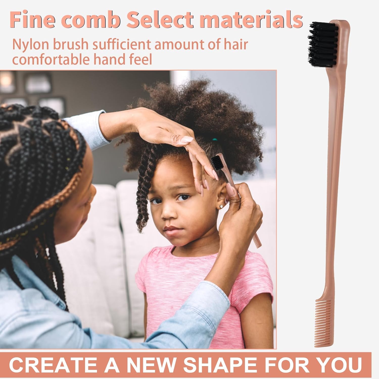 Thumbnail 6 de LORSEX Brosse à cheveux avec flacon pulvérisateur 200 ml – brosse démêlante pour cheveux afro 3a à 4c (Terre cuite)