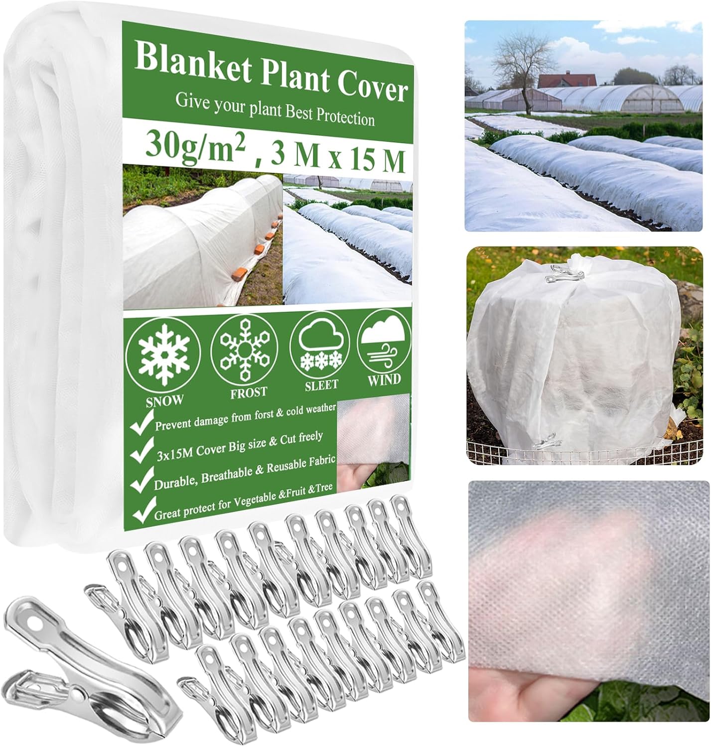 3x garden fleece frost protection 15m