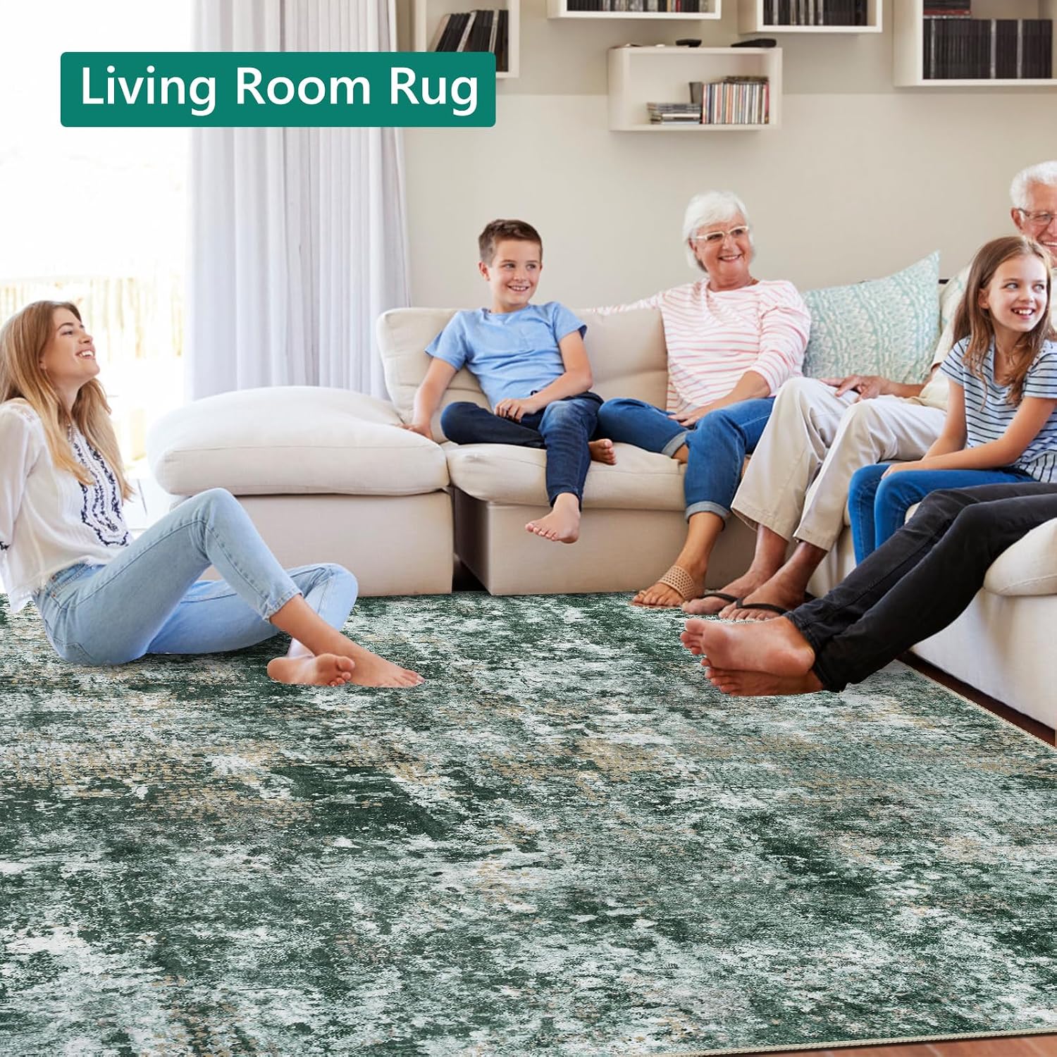 Thumbnail 2 de Capslpad Green Abstract Area Rug 160x230cm