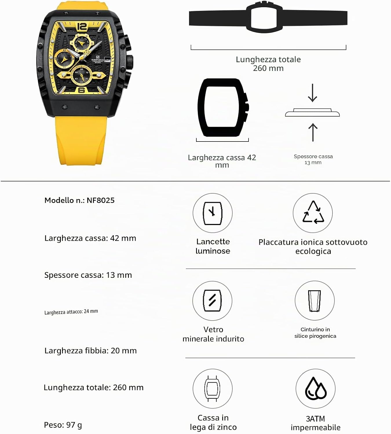 Detalle 2 de Naviforce Orologio da uomo al quarzo con data e settimana