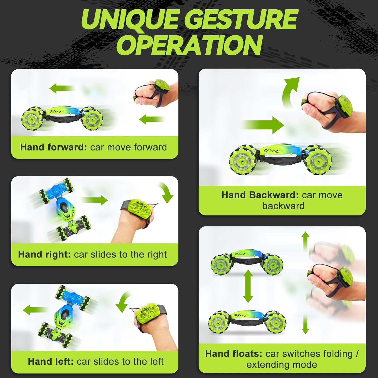 Detalle de Dysaim Gesture RC Car: Hand-Controlled Stunt Car for 6–12 Year Olds