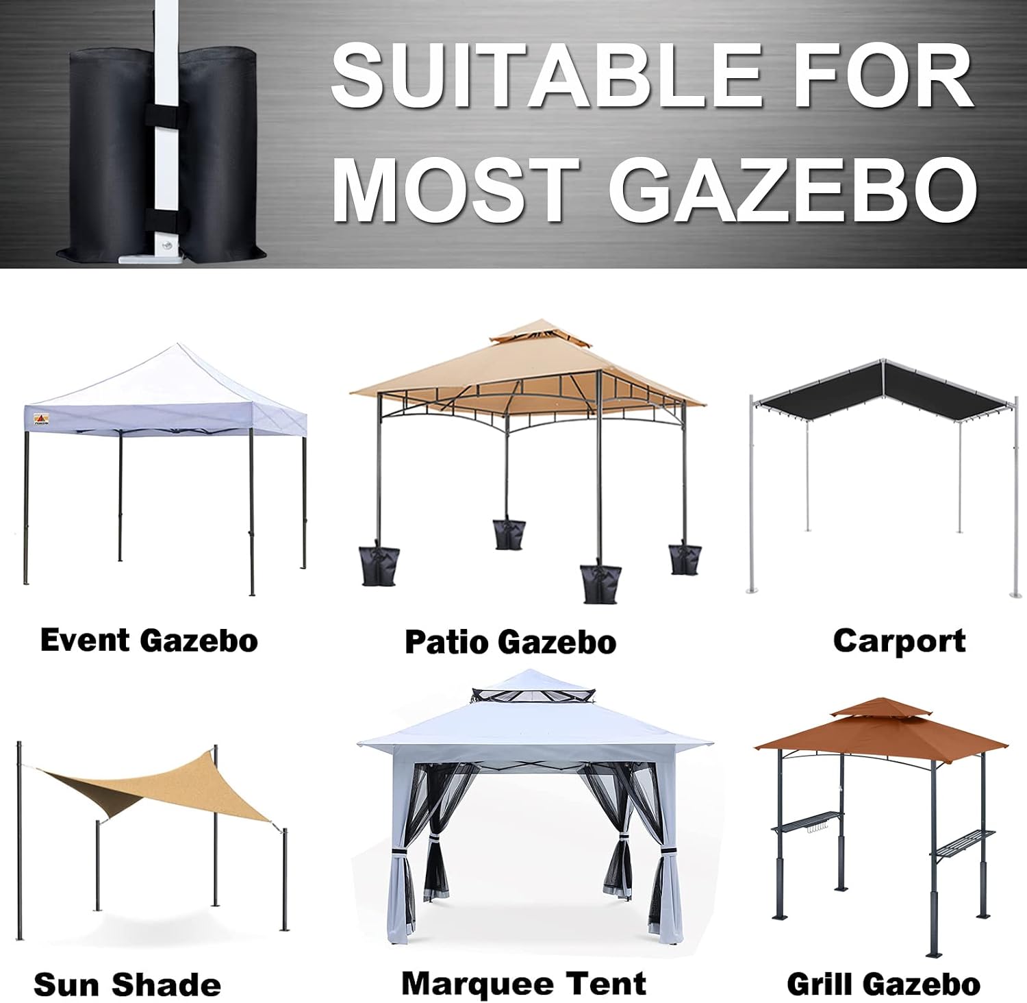 Detalle de ABCCANOPY 4 Pack Heavy Duty Premium Instant Shelter Gazebo Weight Bags