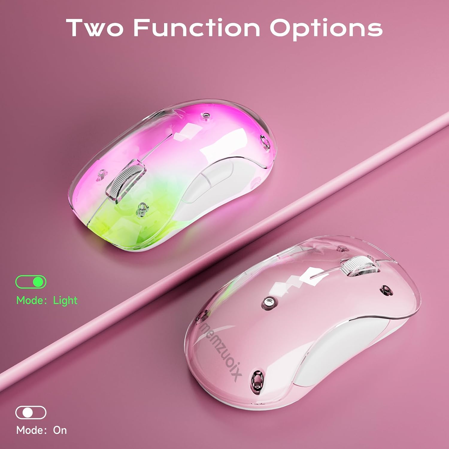 Thumbnail 1 de memzuoix LED Wireless Mouse (Rechargeable 2.4G, 1400 DPI) – Pink