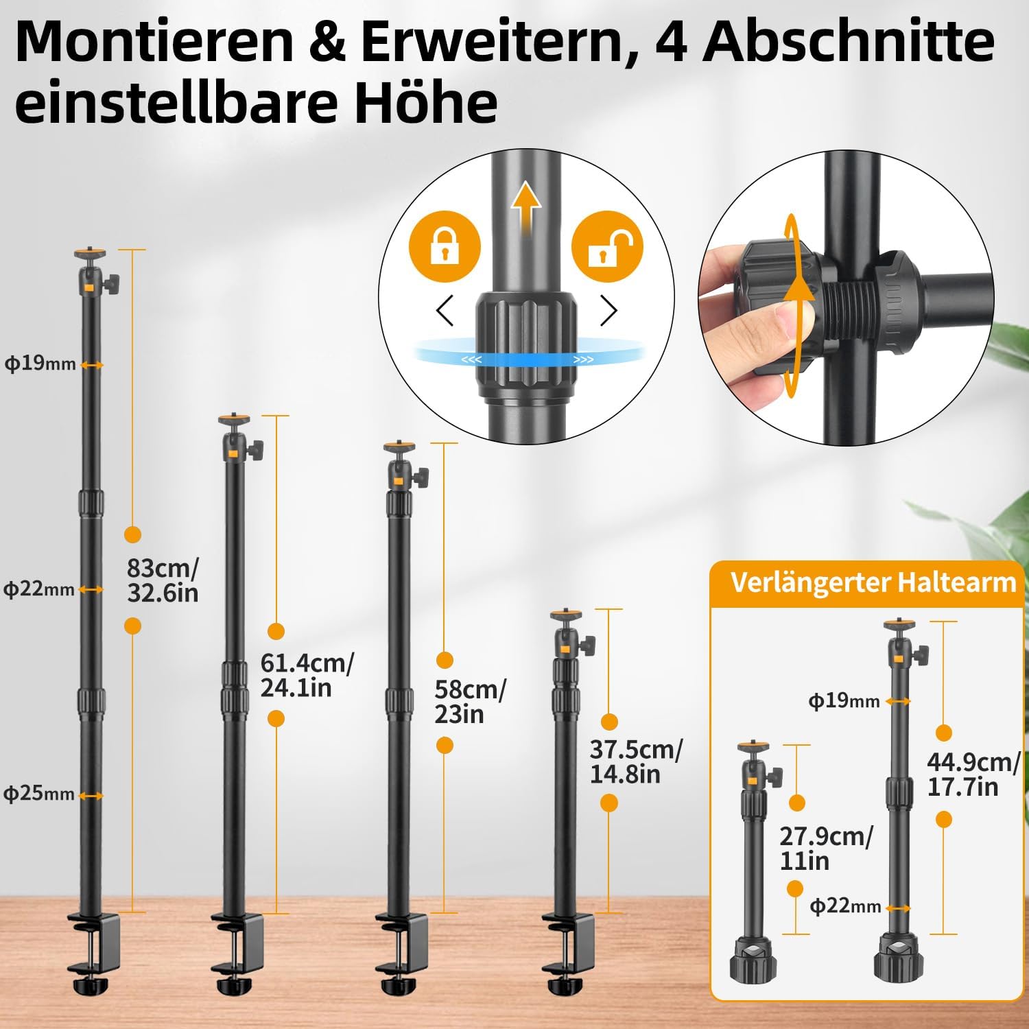 Detalle 2 de JEBUTU OS03 Tischstativ Kamera 37-83 cm