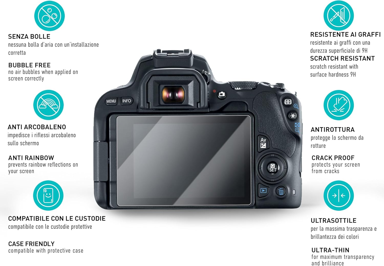 Thumbnail 4 de Smartect Vetro Temperato per Canon EOS 200D – 2 pezzi, Clear, 0,3 mm, 9H