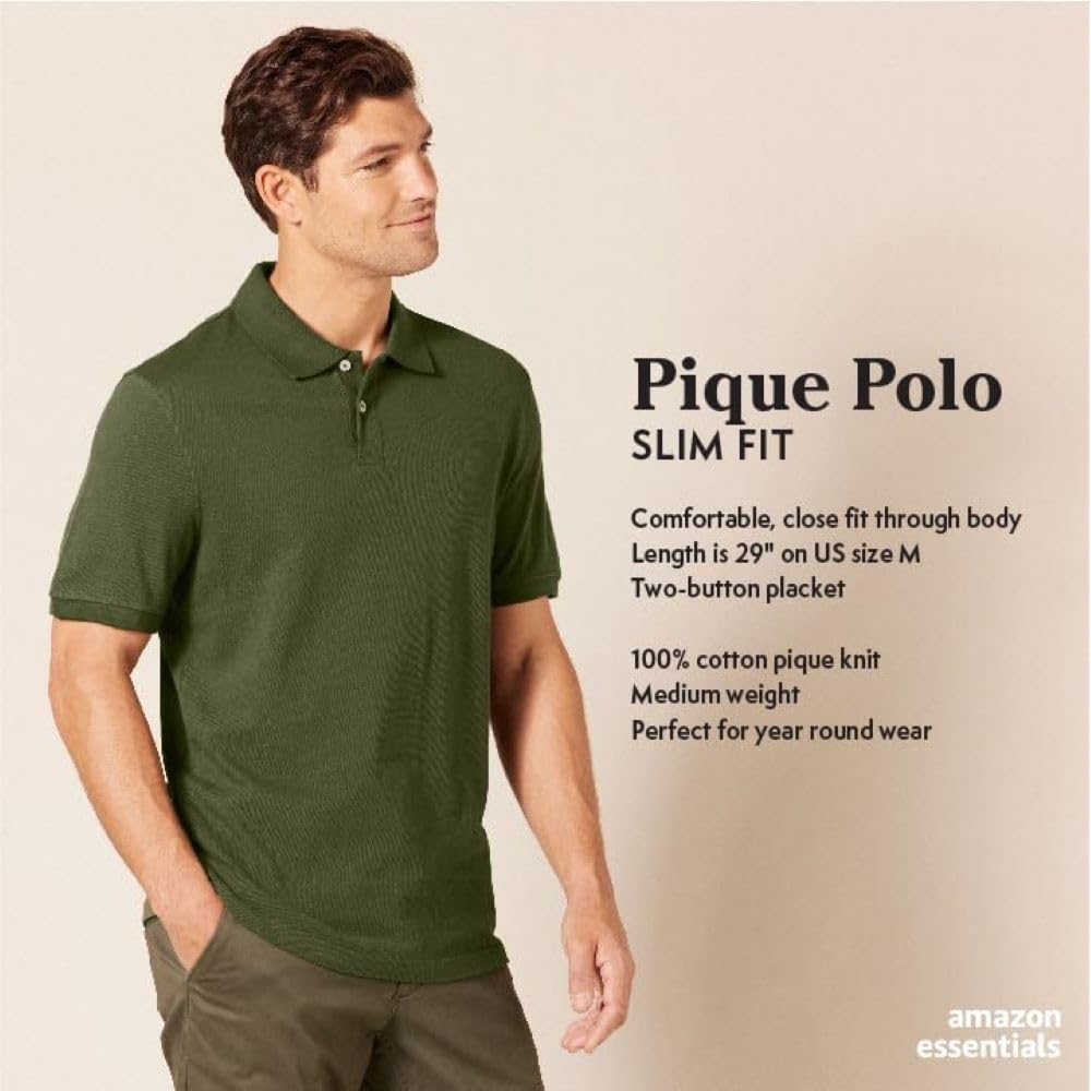 Thumbnail 1 de Amazon Essentials Herren Piqué-Poloshirt aus Baumwolle, Slim Fit – Überblick