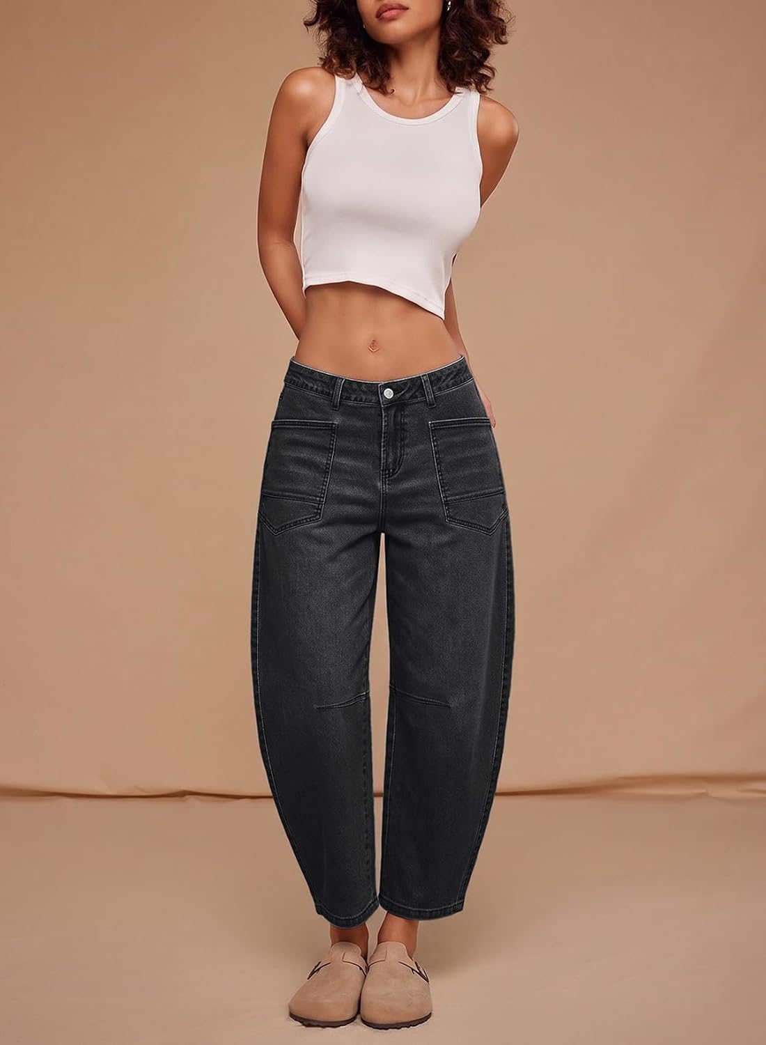 Detalle de Dokotoo Women's Boyfriend Barrel Jeans, Stretch Denim with a Tapered Ankle