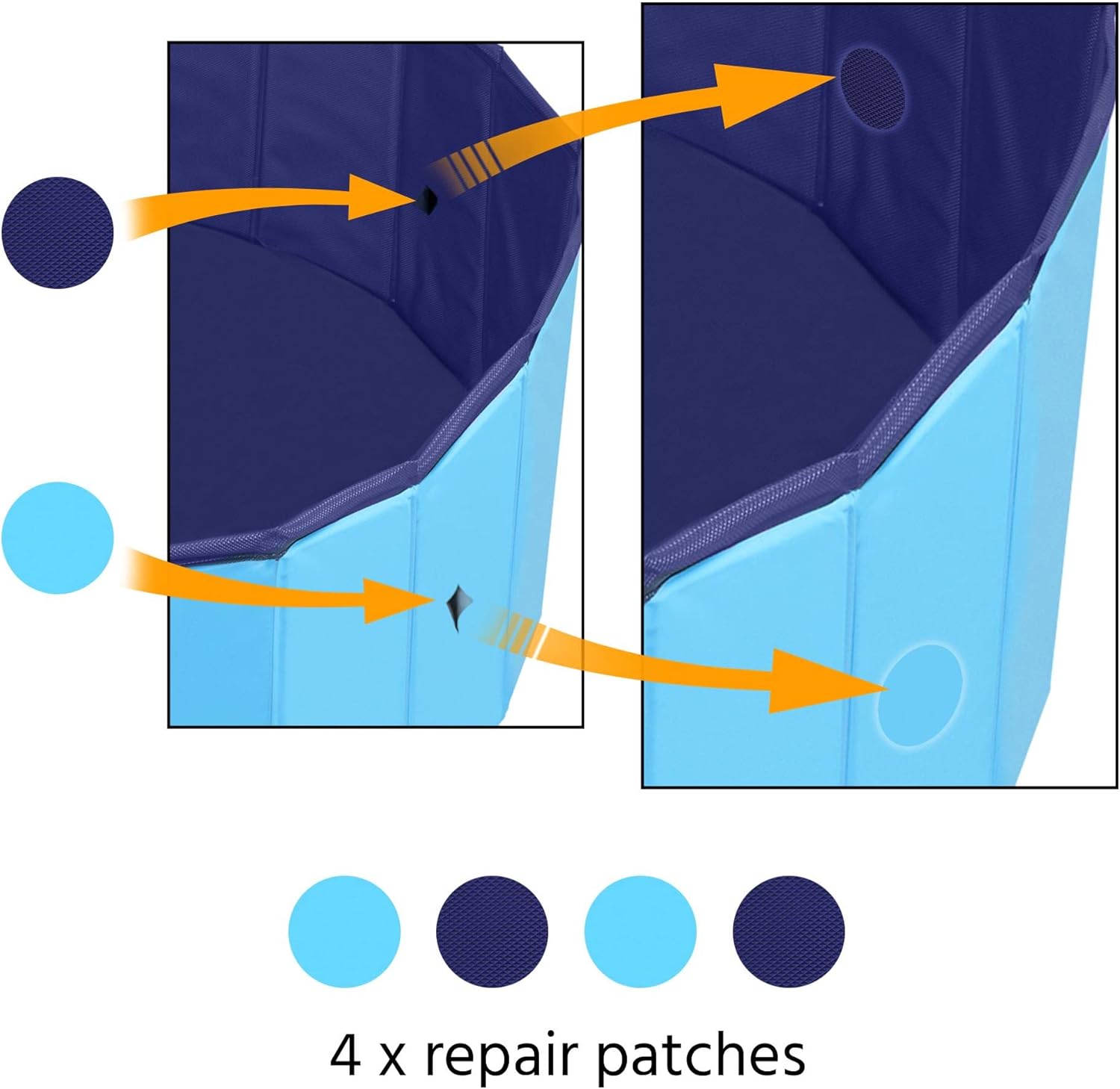 Detalle 2 de Yaheetech faltbarer Hundepool 160 x 30 cm: anti-Rutsch-Platten, schneller Ablauf und Badebürste – Blau