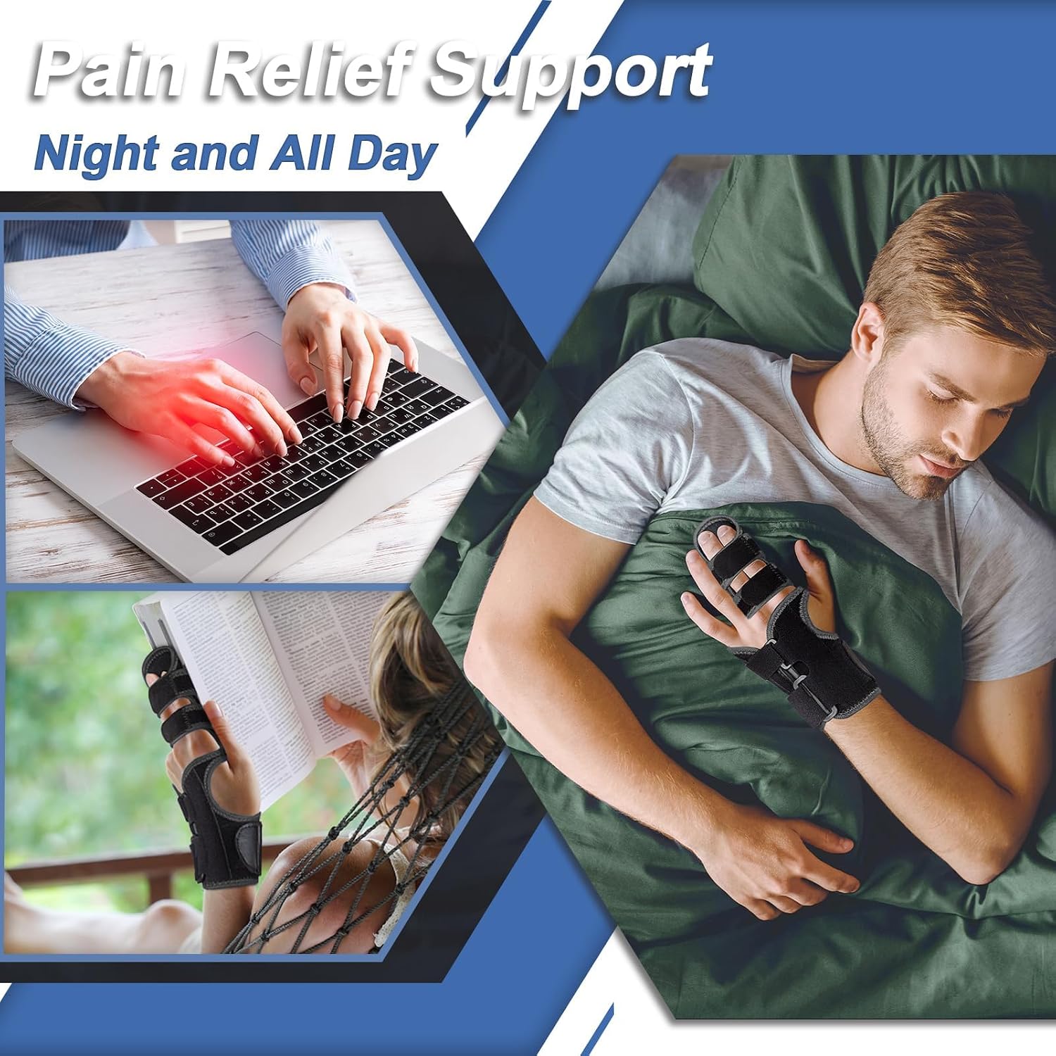 Detalle 1 de TISMOD WB02 Finger Splint for Left Hand, Adjustable Hook-and-Loop Support