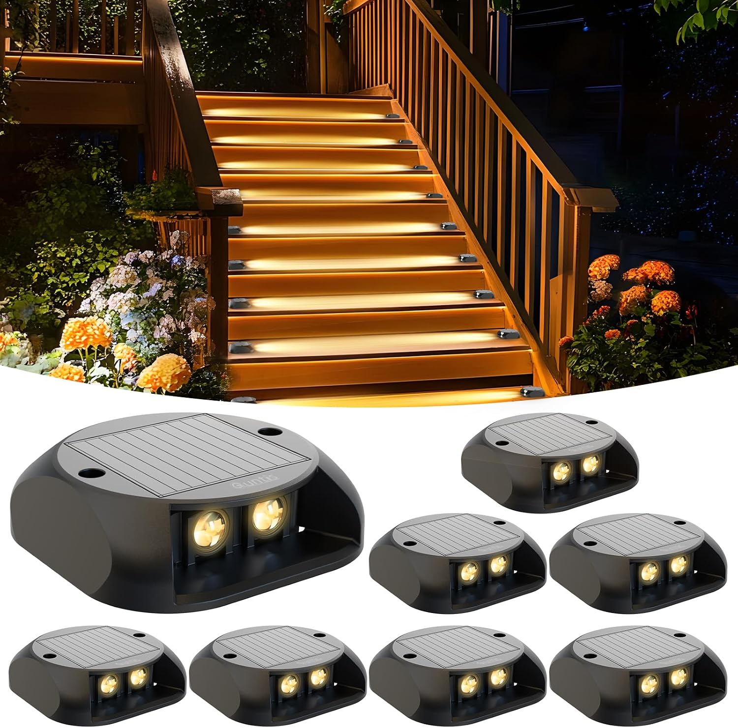 Imagen de Quntis 8 Pezzi Segnapasso LED Esterno Solare 3000K IP65: Luci Solari per Sentieri, Scale e Giardino en OfertitasTOP