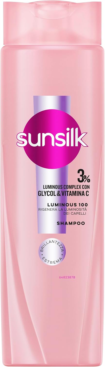 Detalle 2 de Sunsilk Luminous 100 Shampoo Illuminante 250 ml – Luminosità effetto specchio per capelli fini