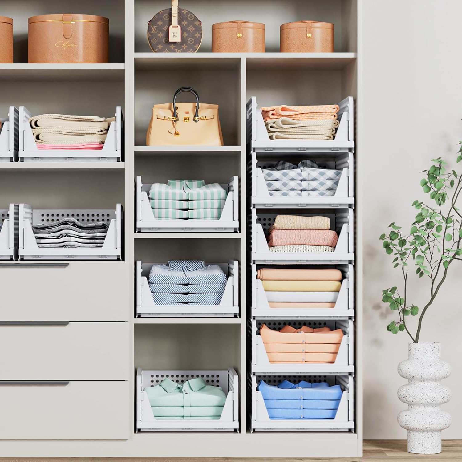 Detalle 2 de caktraie 4 Pack Stackable Closet Storage Basket 16.6"